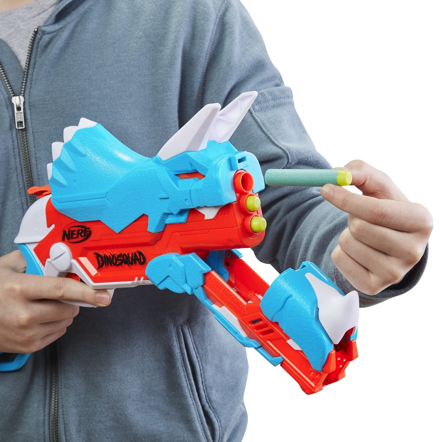 Nerf DinoSquad Tricera-Blast Dart Blaster | 12 Nerf Elite Darts | Outdoor Dino Toy for Kids 8+