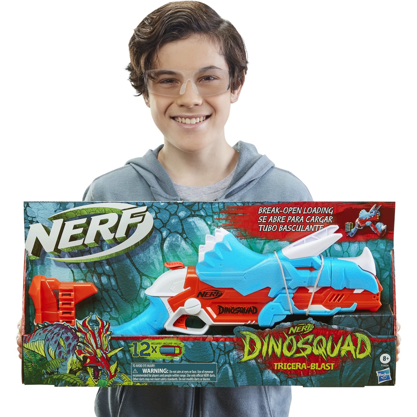 Nerf DinoSquad Tricera-Blast Dart Blaster | 12 Nerf Elite Darts | Outdoor Dino Toy for Kids 8+