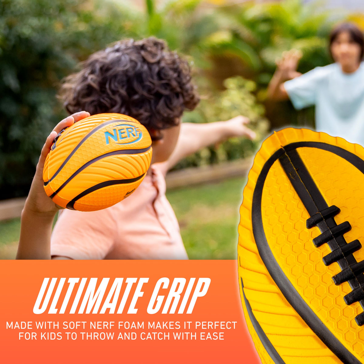 Nerf Spiral Grip Mini Foam Football - 8.5-Inch Soft Kids Throwing Ball