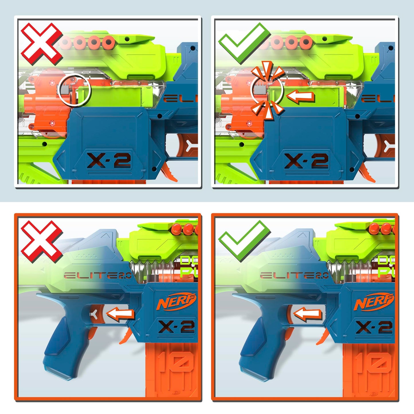 Nerf Elite 2.0 Double Punch Motorized Blaster – 50 Darts, 2 Clips, Ages 8+