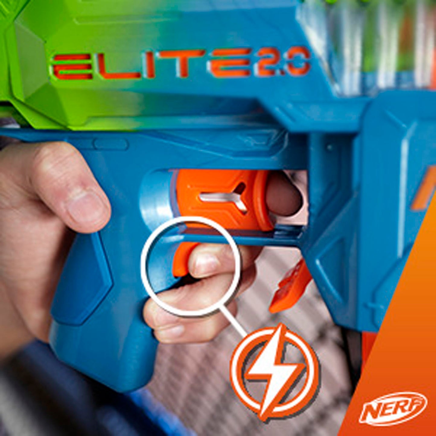 Nerf Elite 2.0 Double Punch Motorized Blaster – 50 Darts, 2 Clips, Ages 8+