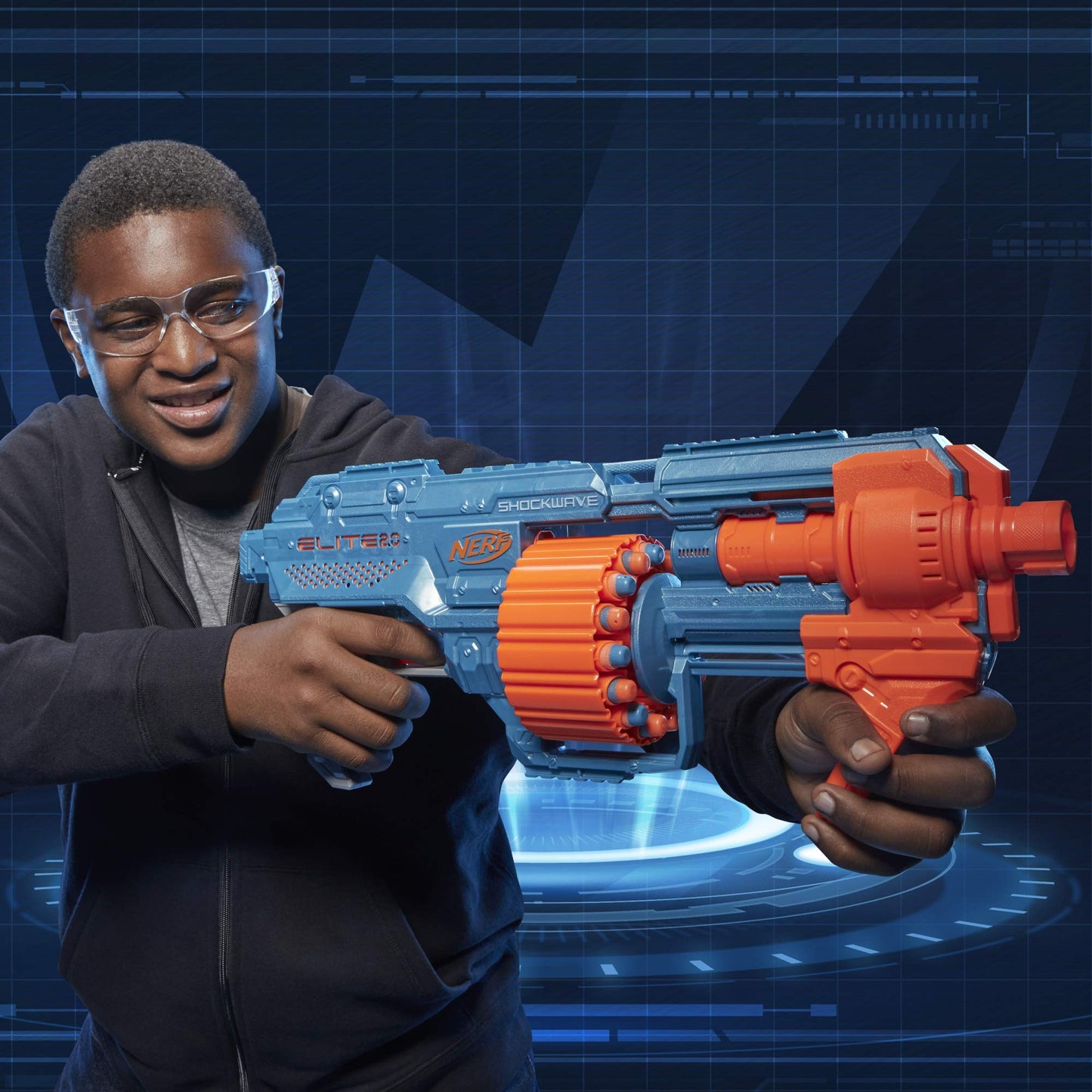 Nerf Elite 2.0 Shockwave RD-15 Dart Blaster | 30 Darts, 15-Dart Drum, 90 ft Range | Amazon Exclusive
