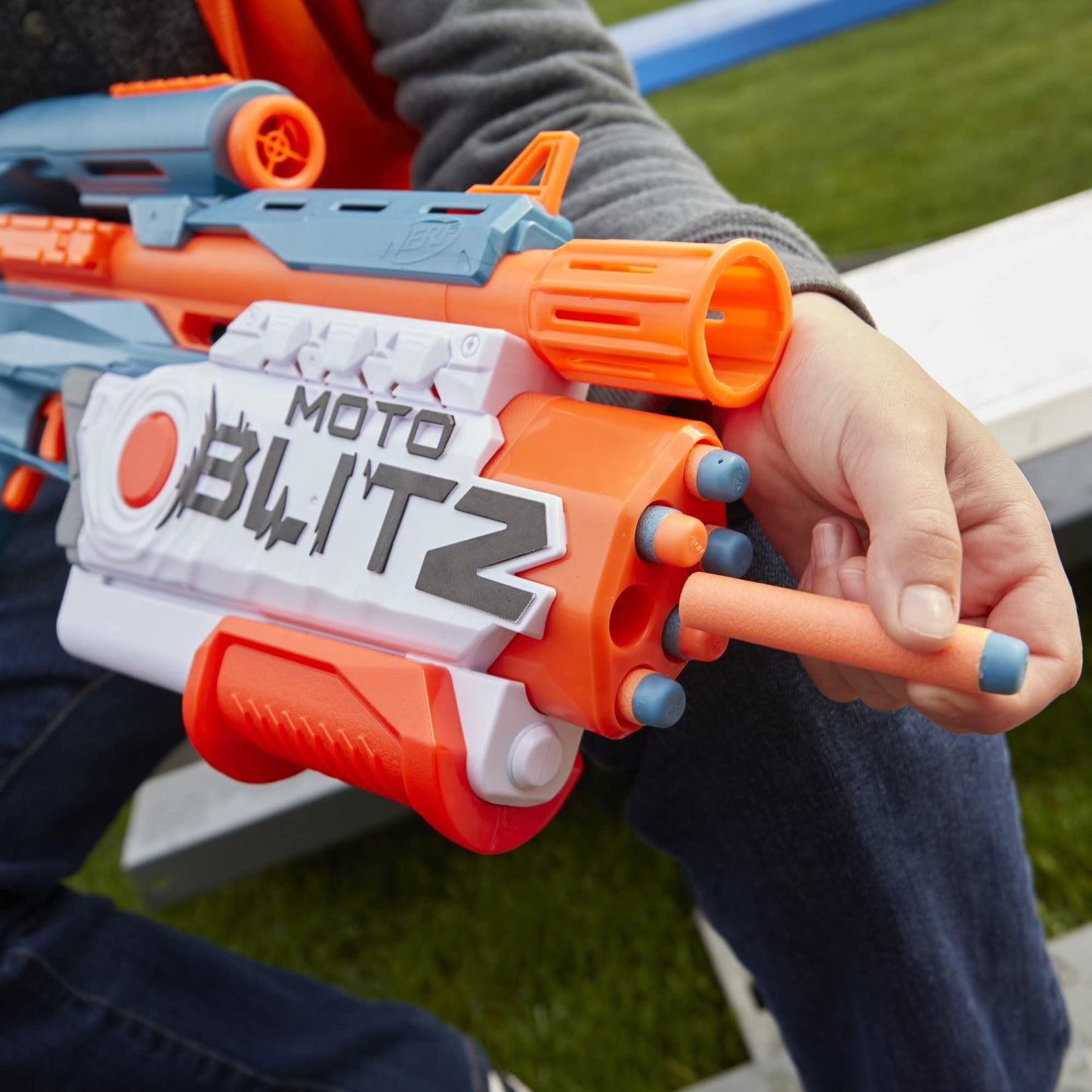 Nerf Elite 2.0 Motoblitz Blaster with Scope — 2 Modes, 10-Dart Motorized & 6-Dart Airblitz
