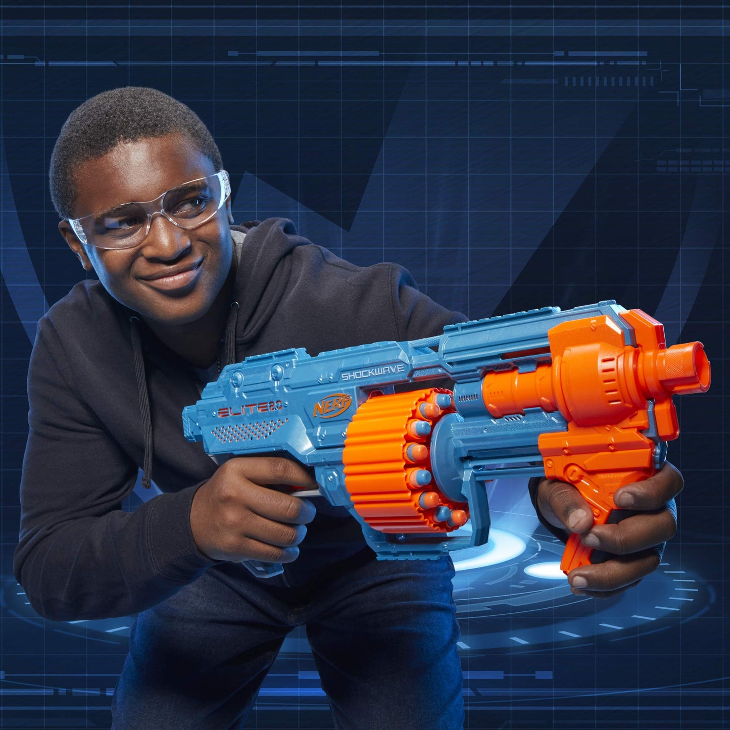 Nerf Elite 2.0 Shockwave RD-15 Dart Blaster | 30 Darts, 15-Dart Drum, 90 ft Range | Amazon Exclusive