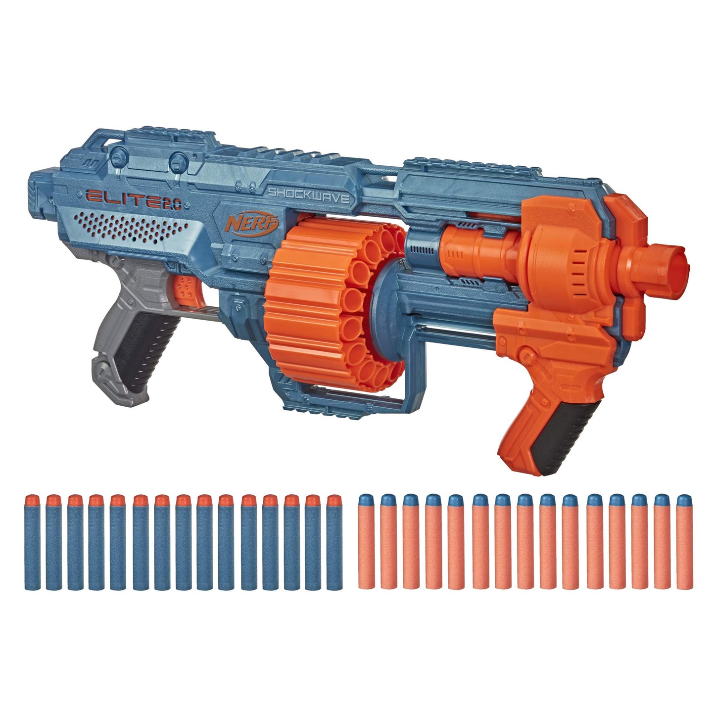 Nerf Elite 2.0 Shockwave RD-15 Dart Blaster | 30 Darts, 15-Dart Drum, 90 ft Range | Amazon Exclusive