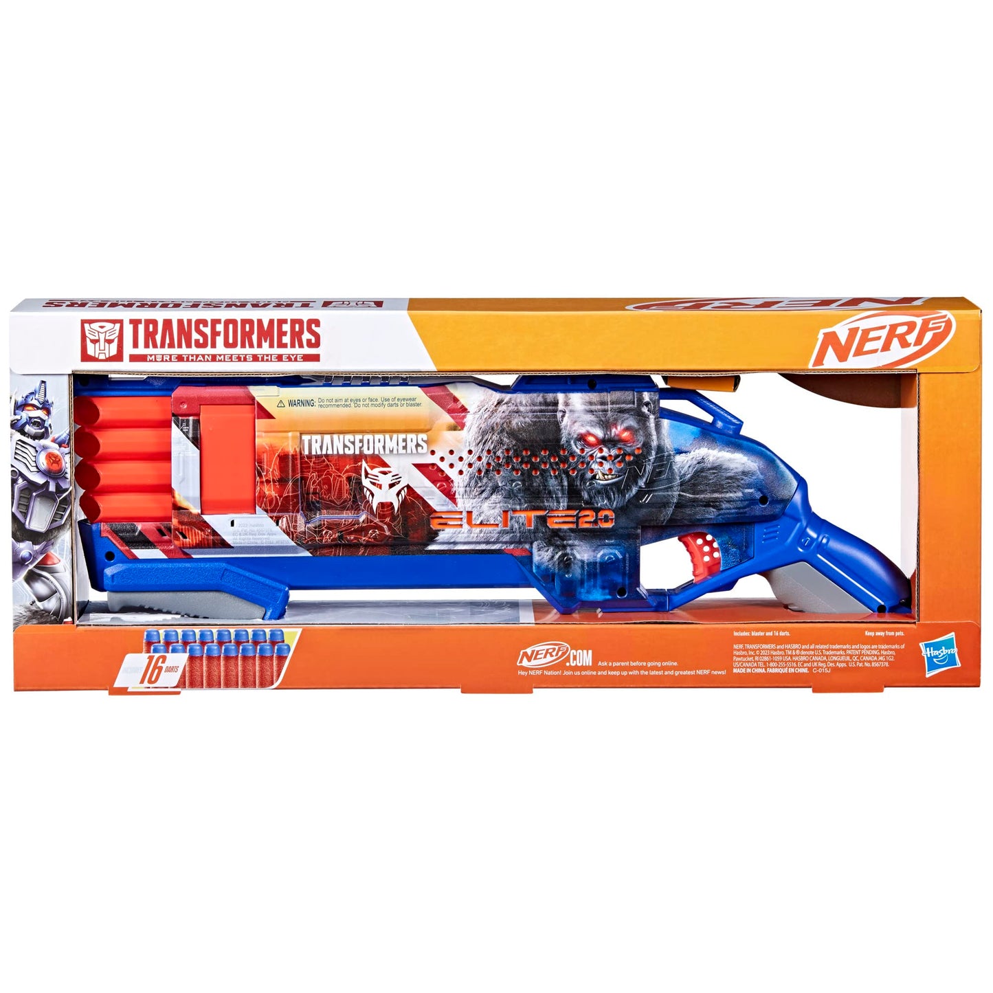 NERF Transformers Optimus Primal Dart Blaster – 16 Darts, Pump Action
