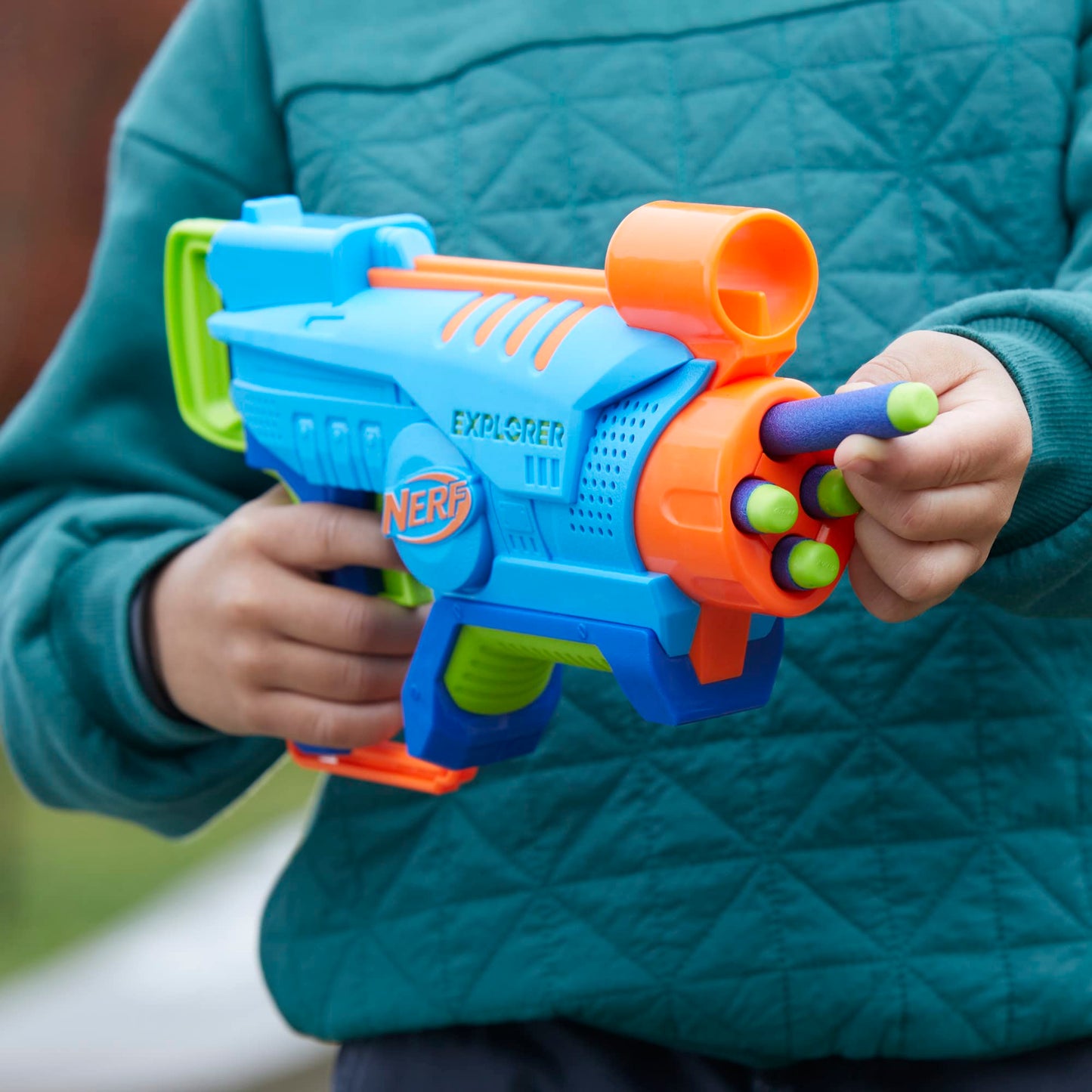 NERF Elite Junior Explorer Easy-Play Foam Blaster – 8 Darts, Ages 6+