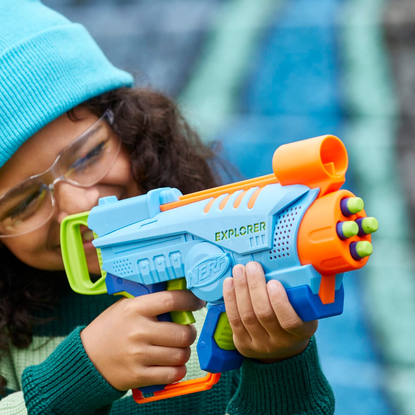 NERF Elite Junior Explorer Easy-Play Foam Blaster – 8 Darts, Ages 6+