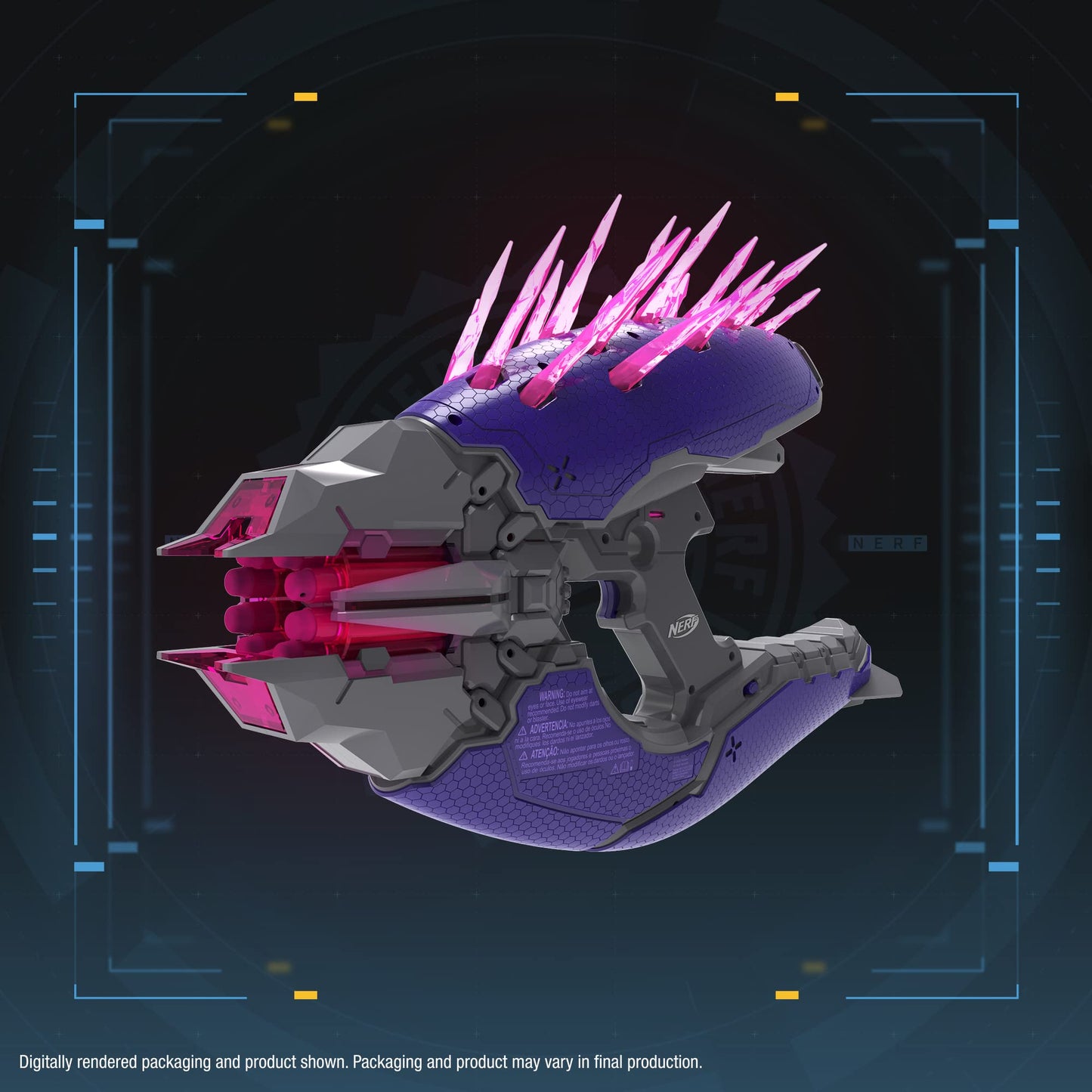 Nerf F5487 LMTD Halo Needler Dart Blaster – 10-Dart Drum, In-Game Content, Ages 8+