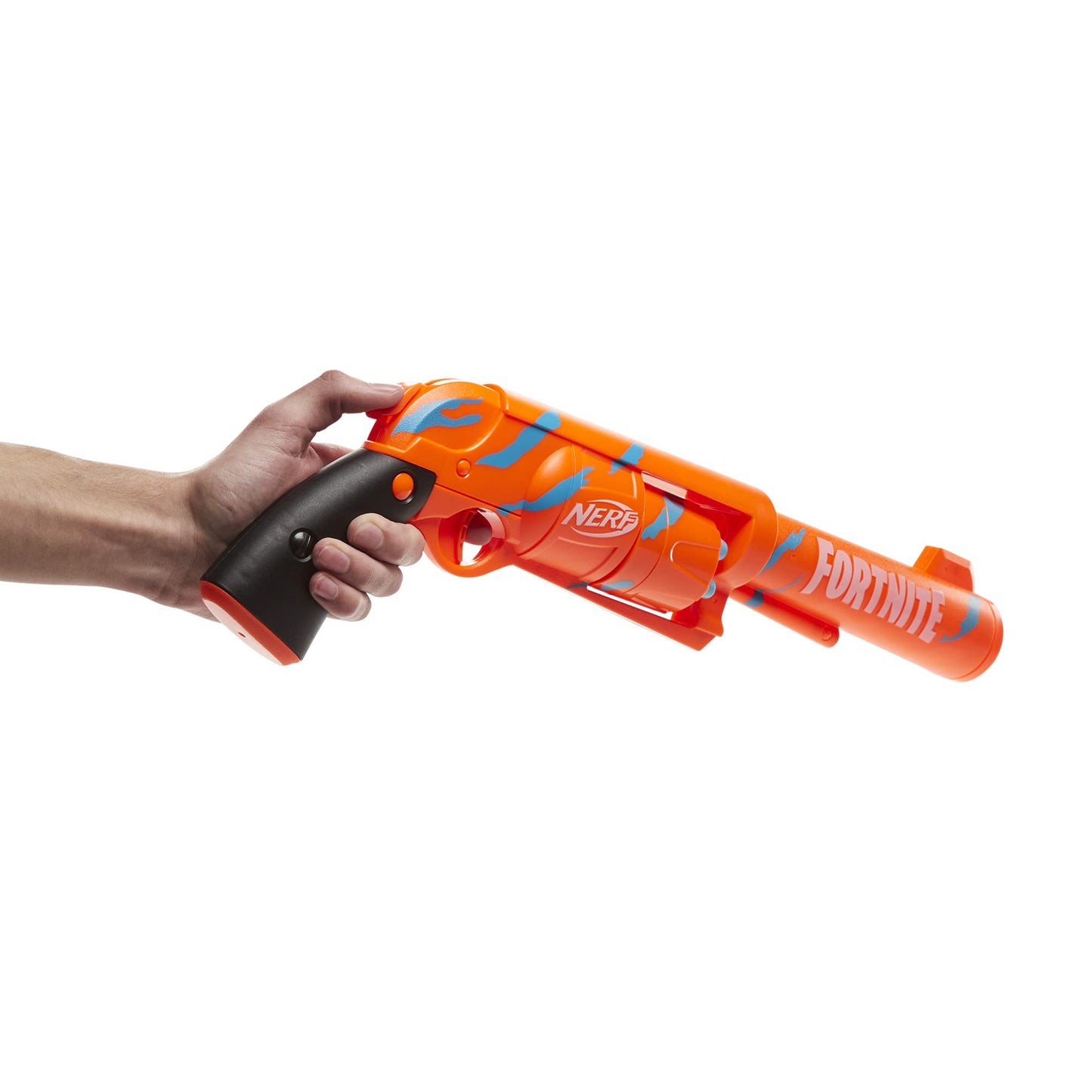 Nerf Fortnite 6-SH Blaster – Camo Pulse Wrap, Hammer Action Priming, 6-Dart Drum, Includes 6 Elite Darts
