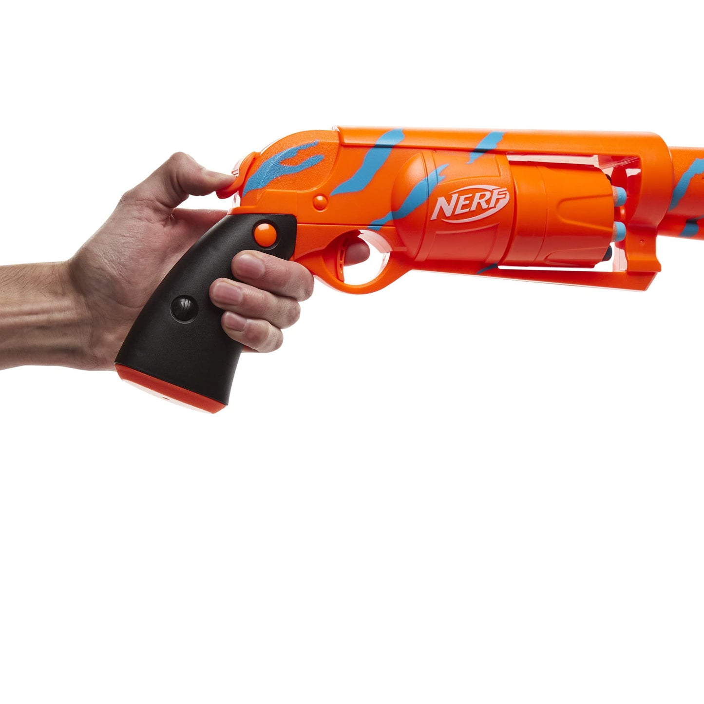 Nerf Fortnite 6-SH Blaster – Camo Pulse Wrap, Hammer Action Priming, 6-Dart Drum, Includes 6 Elite Darts