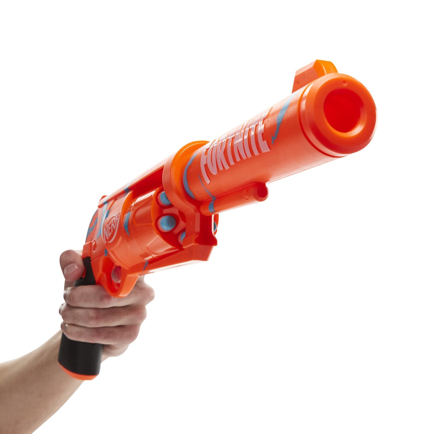 Nerf Fortnite 6-SH Blaster – Camo Pulse Wrap, Hammer Action Priming, 6-Dart Drum, Includes 6 Elite Darts