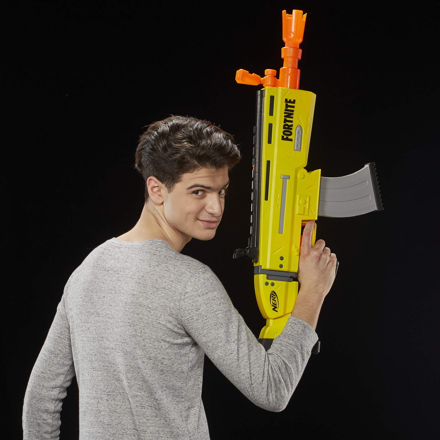 Nerf Fortnite AR-L Nerf Elite Dart Blaster – Motorized, 20 Darts, 10-Dart Clip, Flip-Up Sights