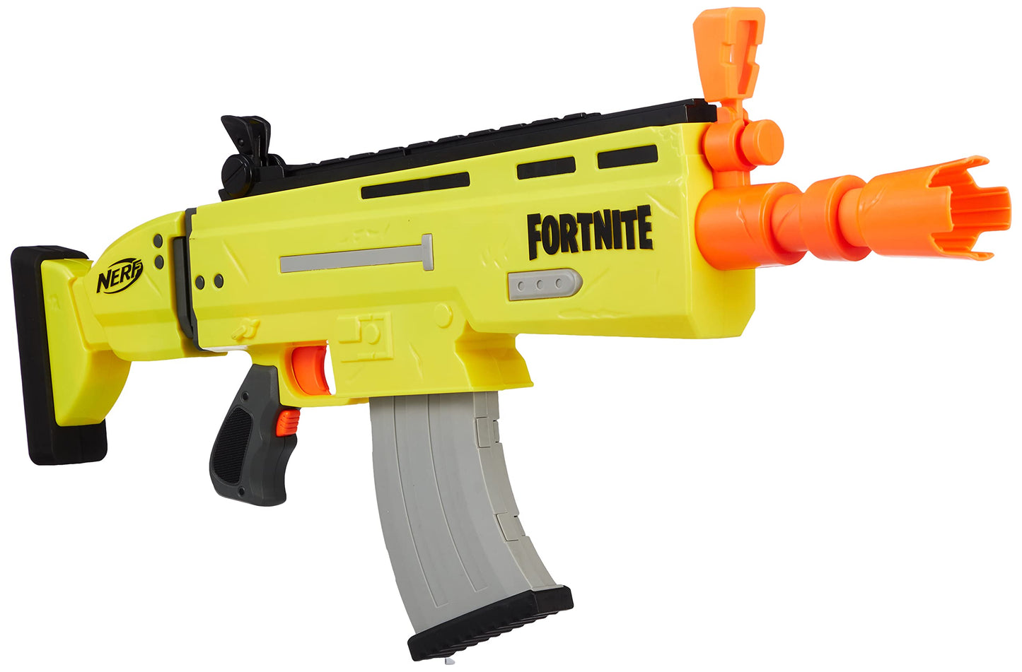 Nerf Fortnite AR-L Nerf Elite Dart Blaster – Motorized, 20 Darts, 10-Dart Clip, Flip-Up Sights