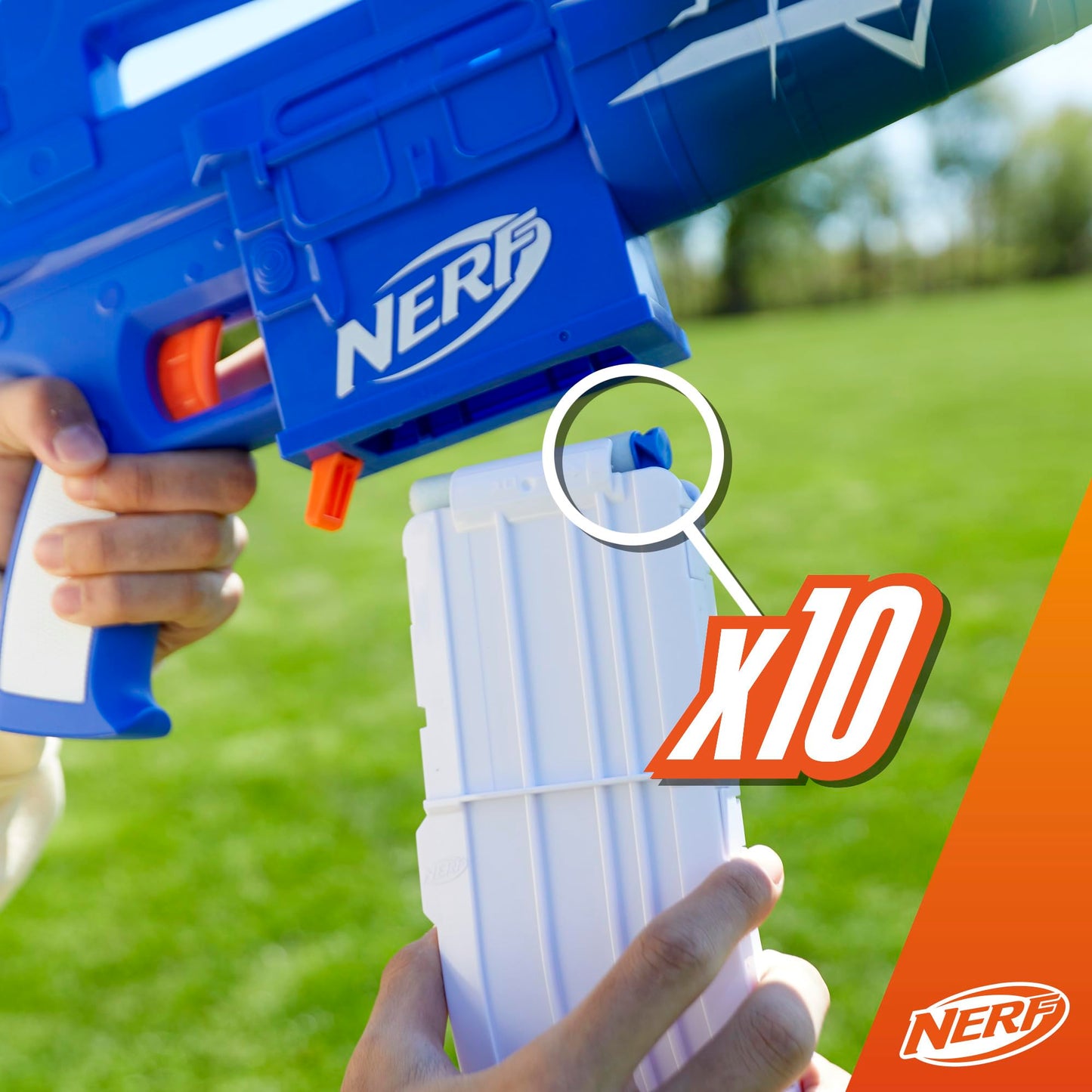 Nerf Fortnite Blue Shock Blaster – 10-Dart Clip, Motorized Blasting, Beat Wrap Code