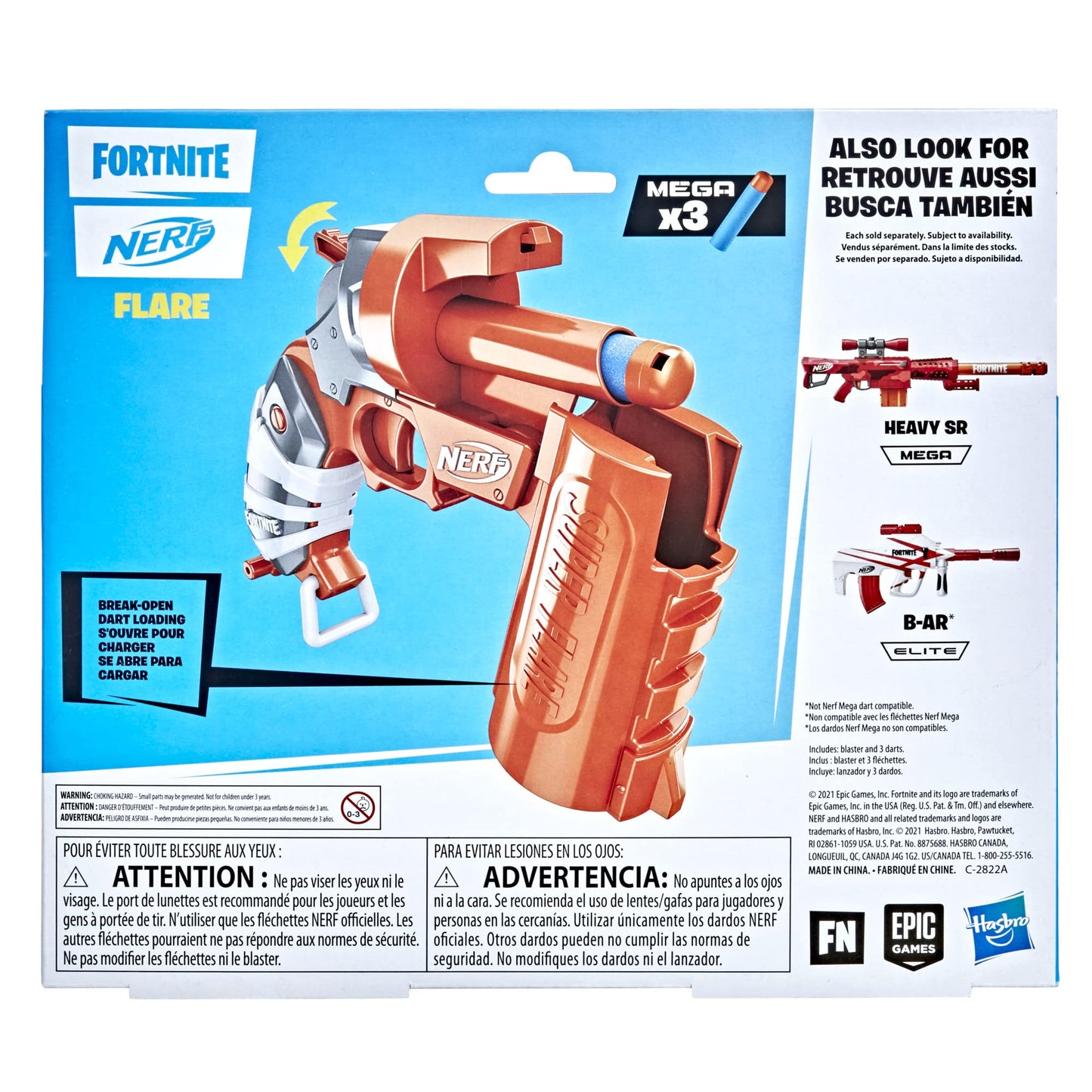 Nerf Fortnite Flare Dart Blaster – Break-Open Loading & Whistle Darts