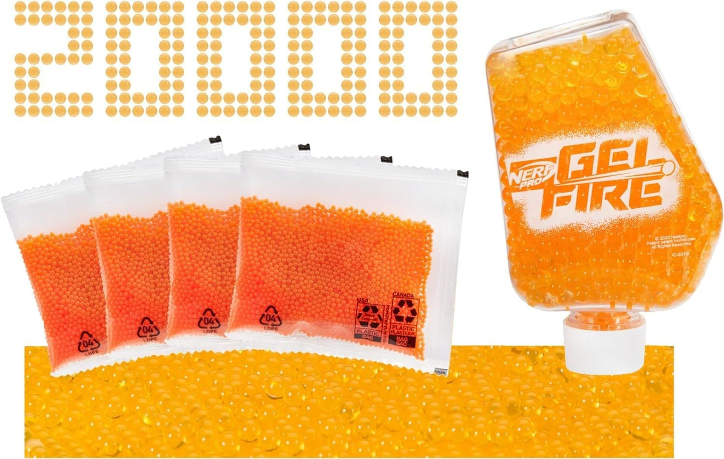 NERF Pro Gelfire Refill Pack: 20,000 Dehydrated Rounds + 800-Round Hopper