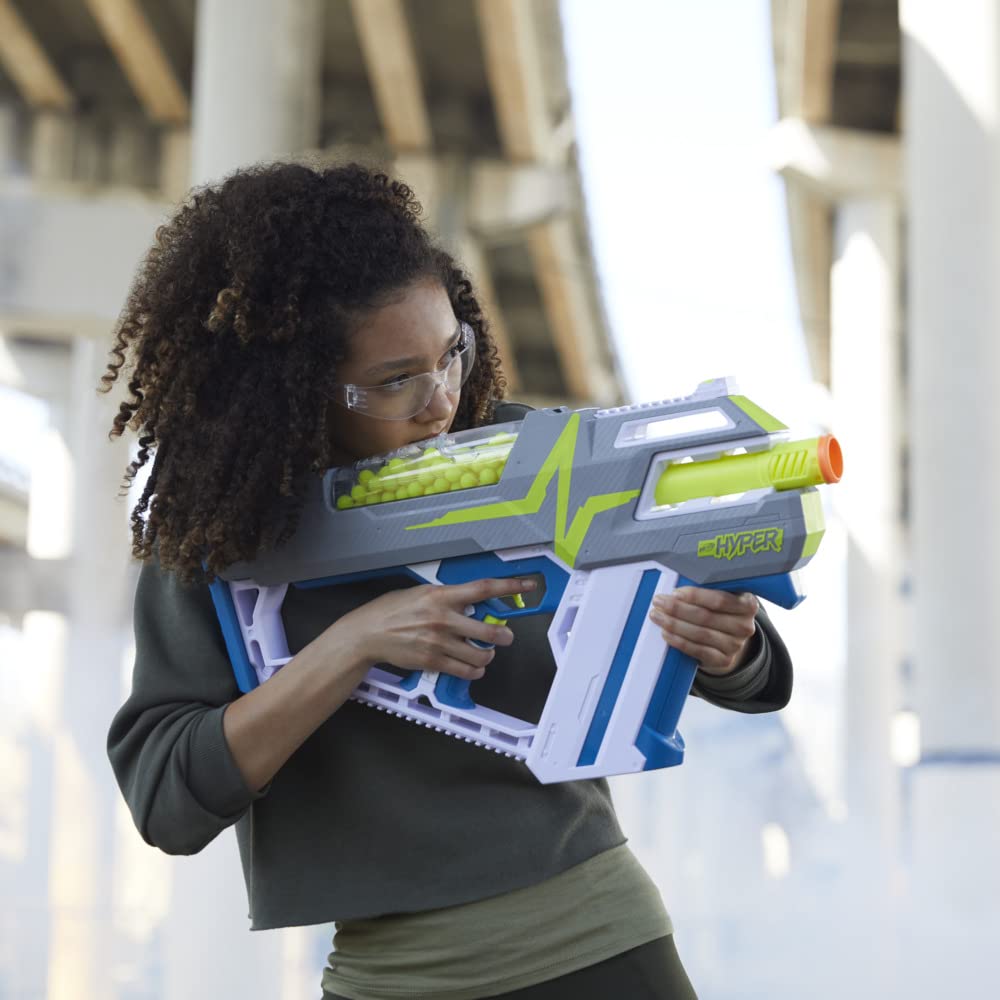 Nerf Hyper Mach-100 Fully Motorized Blaster – 110 FPS, 100-Round Hopper, Eyewear Included
