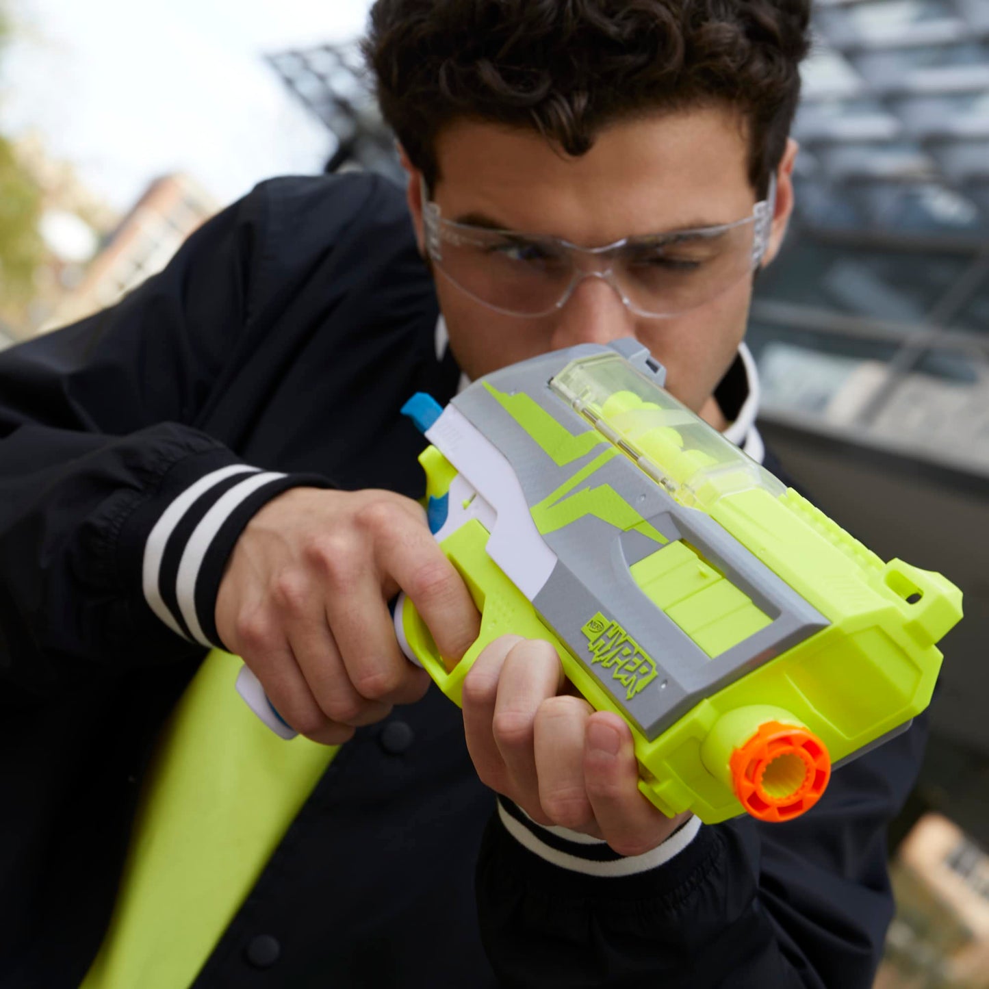 NERF Hyper Impulse-40 Blaster — 110 FPS, Spring-Open Hopper, Eyewear Included