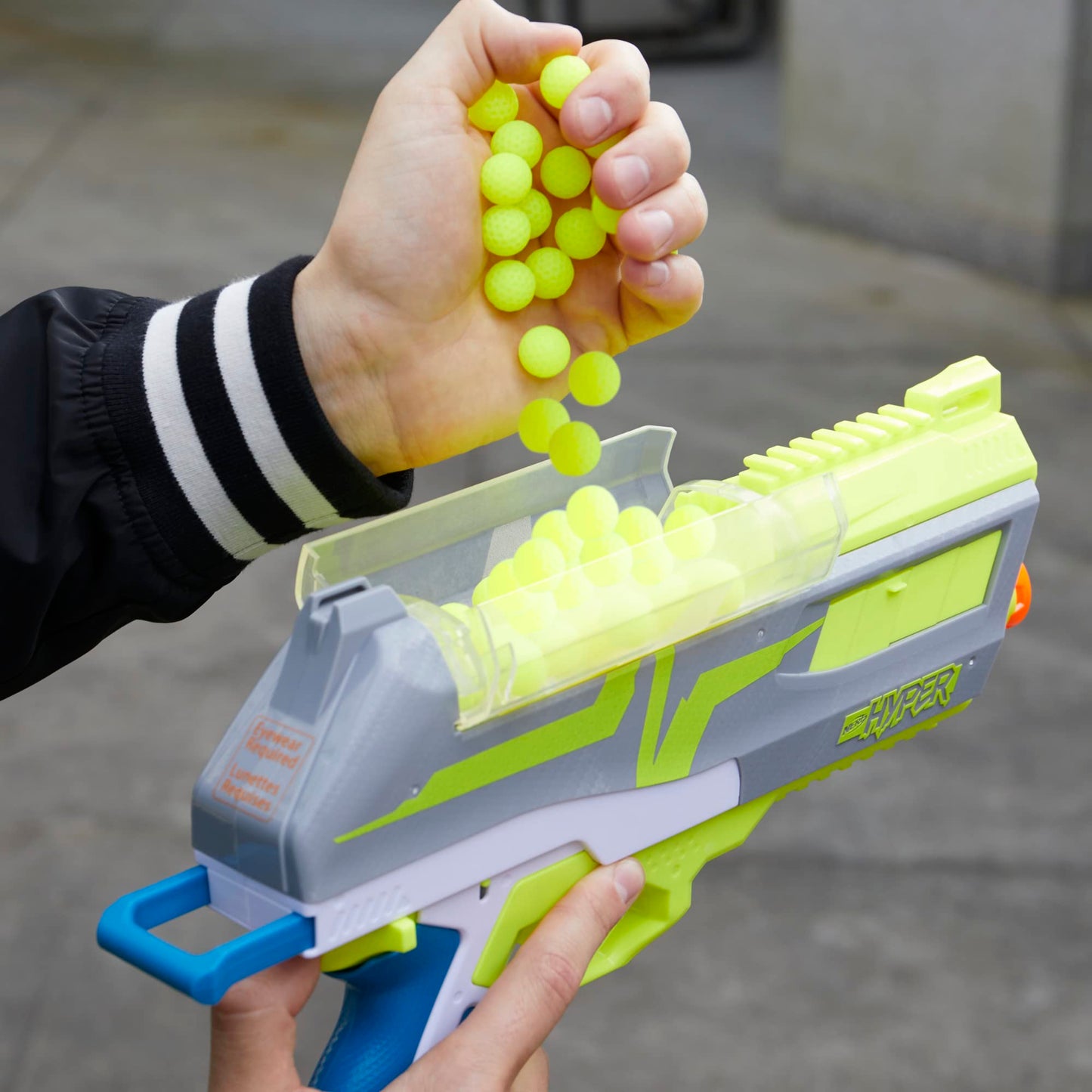 NERF Hyper Impulse-40 Blaster — 110 FPS, Spring-Open Hopper, Eyewear Included
