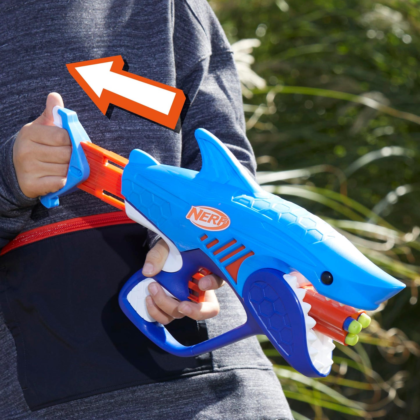 NERF Junior Wild Sharkfire Easy Play Dart Blaster | 8 Darts for 6+ | Outdoor Nerf Toy