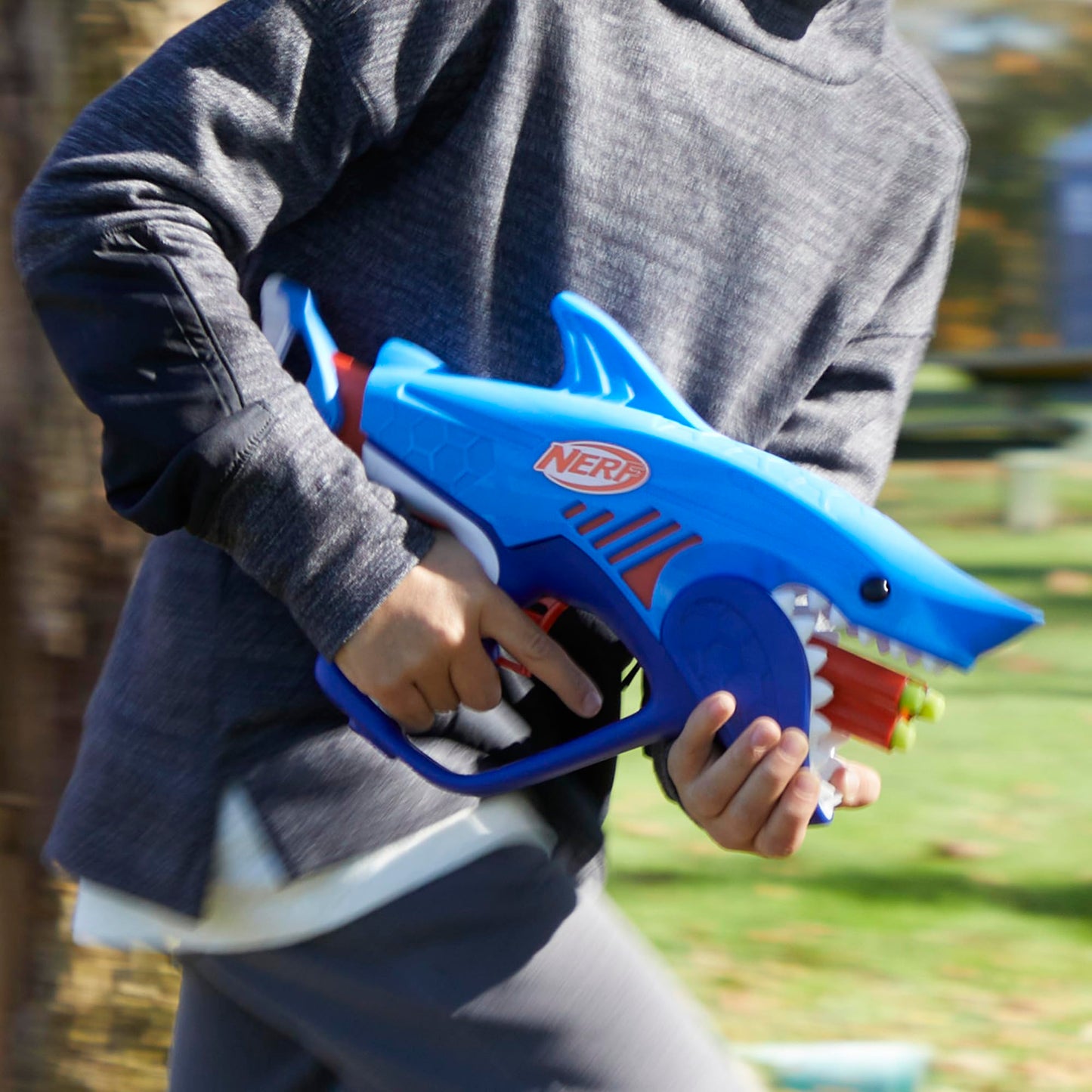 NERF Junior Wild Sharkfire Easy Play Dart Blaster | 8 Darts for 6+ | Outdoor Nerf Toy