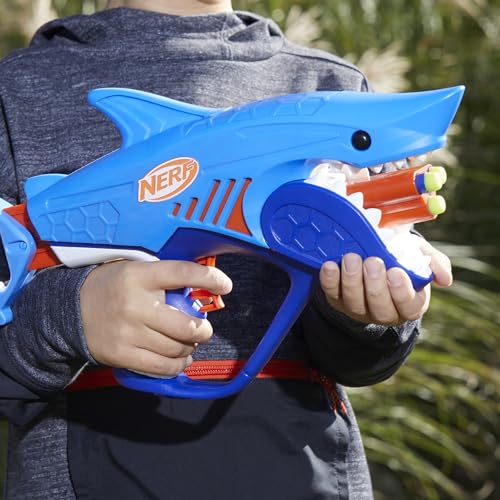 NERF Junior Wild Sharkfire Easy Play Dart Blaster | 8 Darts for 6+ | Outdoor Nerf Toy
