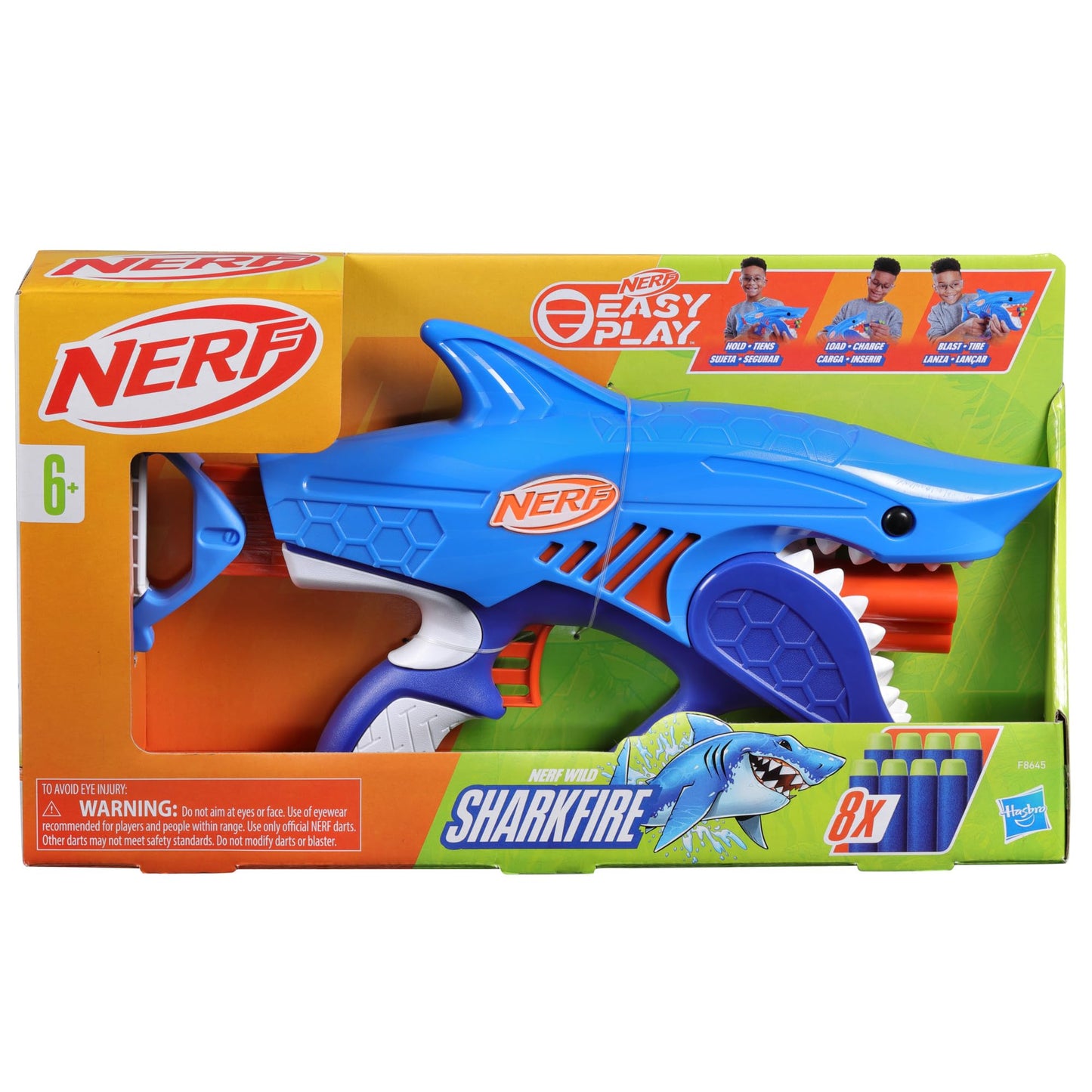 NERF Junior Wild Sharkfire Easy Play Dart Blaster | 8 Darts for 6+ | Outdoor Nerf Toy