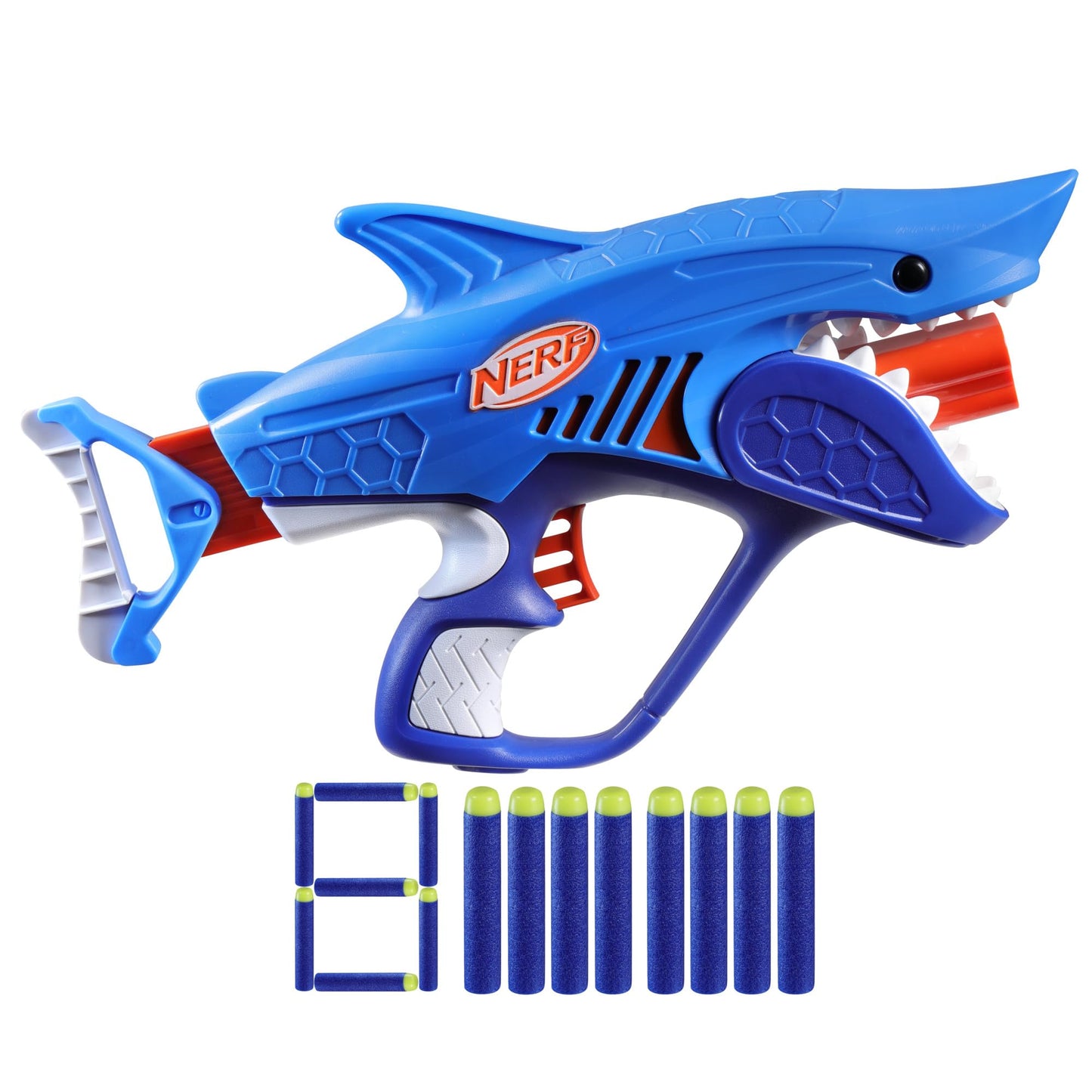 NERF Junior Wild Sharkfire Easy Play Dart Blaster | 8 Darts for 6+ | Outdoor Nerf Toy