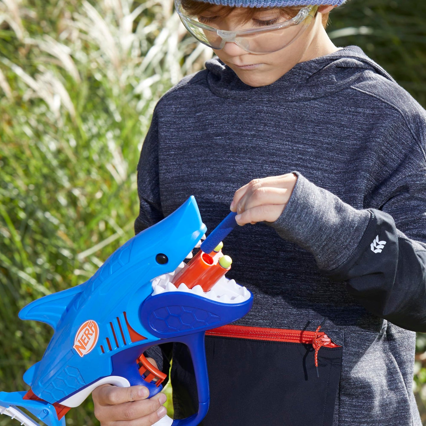 NERF Junior Wild Sharkfire Easy Play Dart Blaster | 8 Darts for 6+ | Outdoor Nerf Toy
