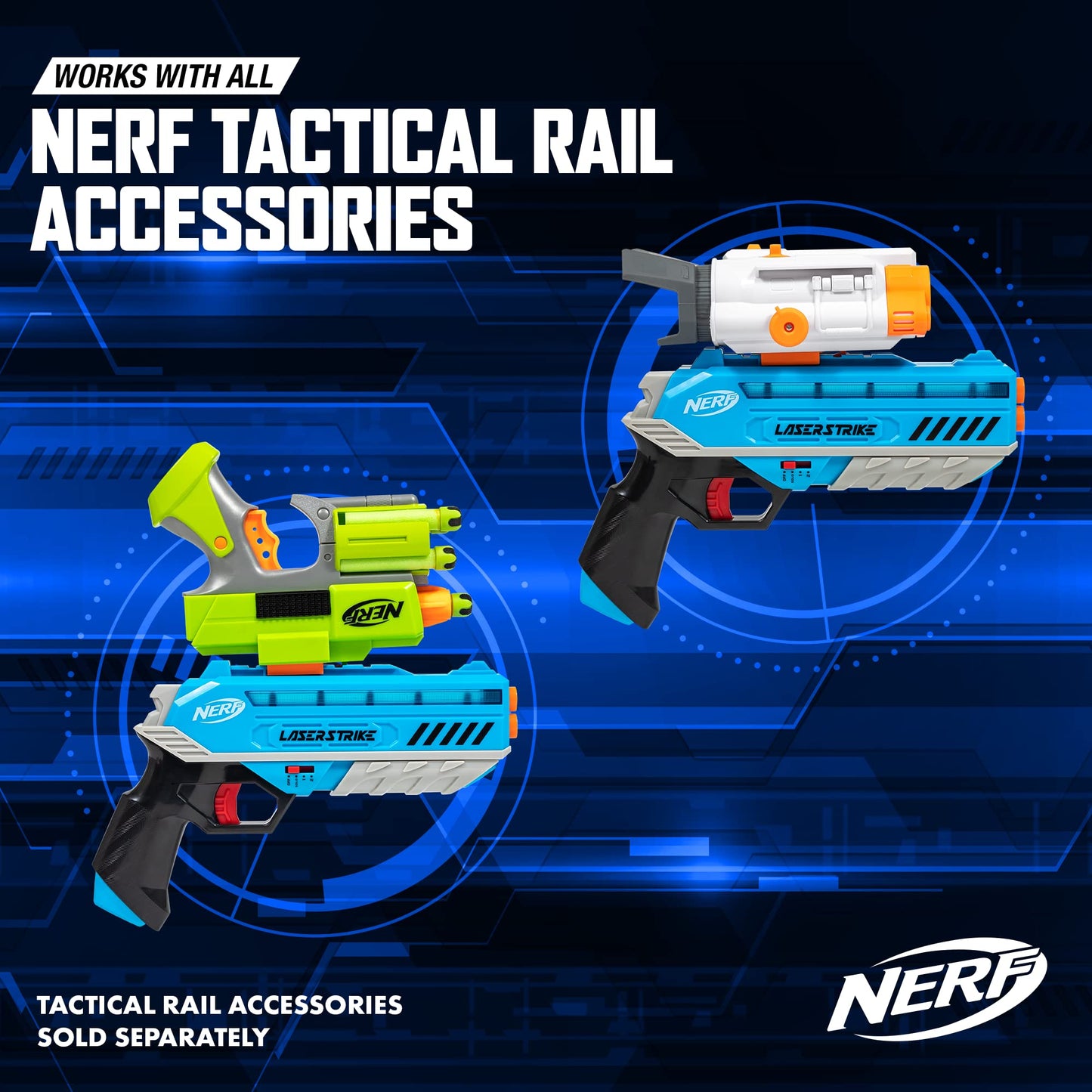 Nerf Laser Strike 4-Player Laser Tag Game Pack – 4 Blasters, Targets & Holsters, 300ft Range