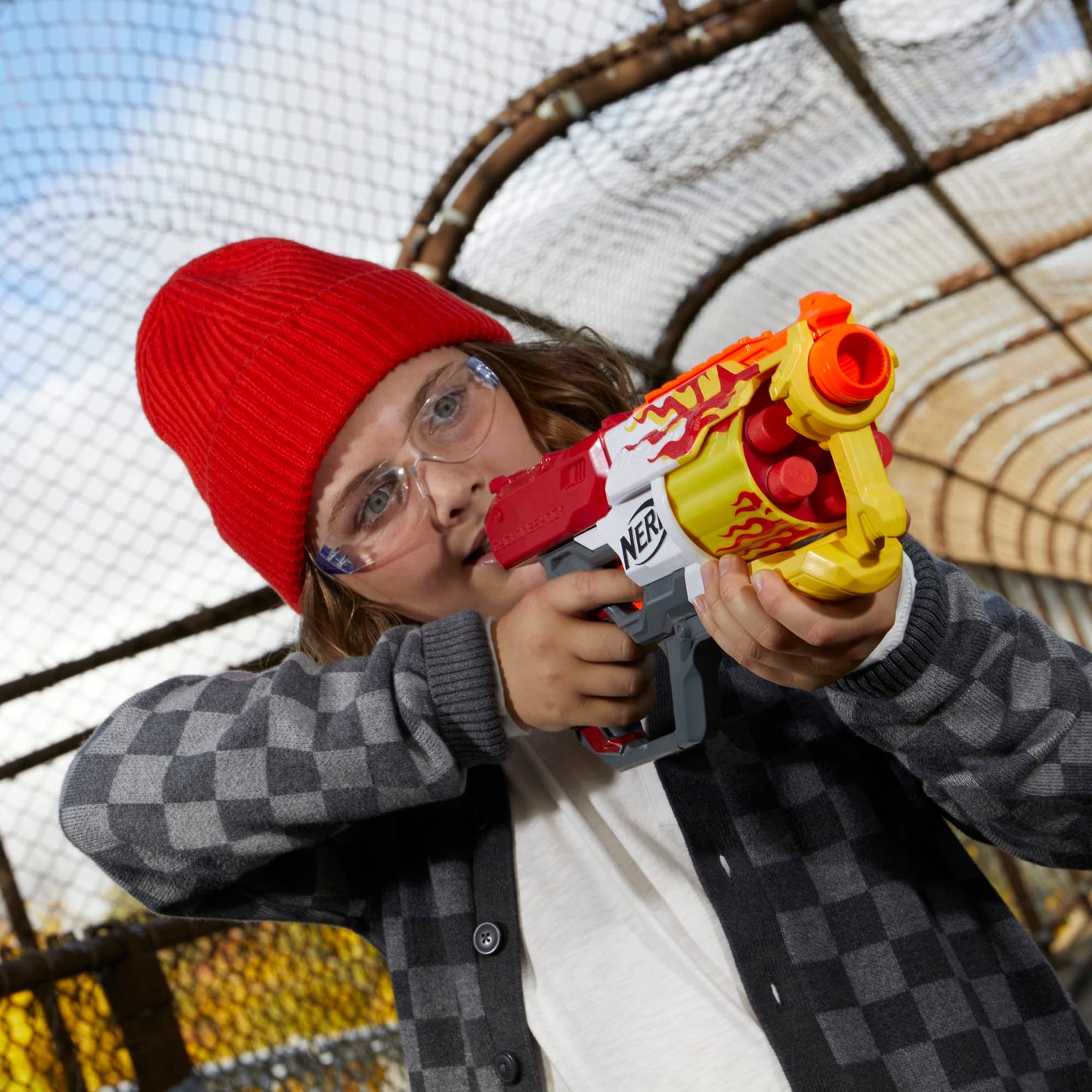 Nerf Mega CycloneShock Hotrod Blaster — 6-Dart Drum, AccuStrike Mega Darts, Amazon Exclusive