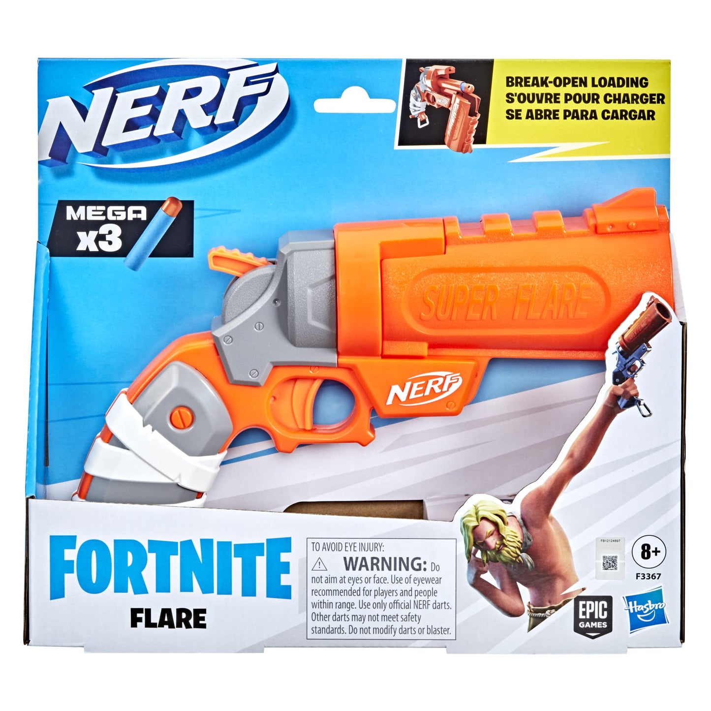 Nerf Fortnite Flare Dart Blaster – Break-Open Loading & Whistle Darts