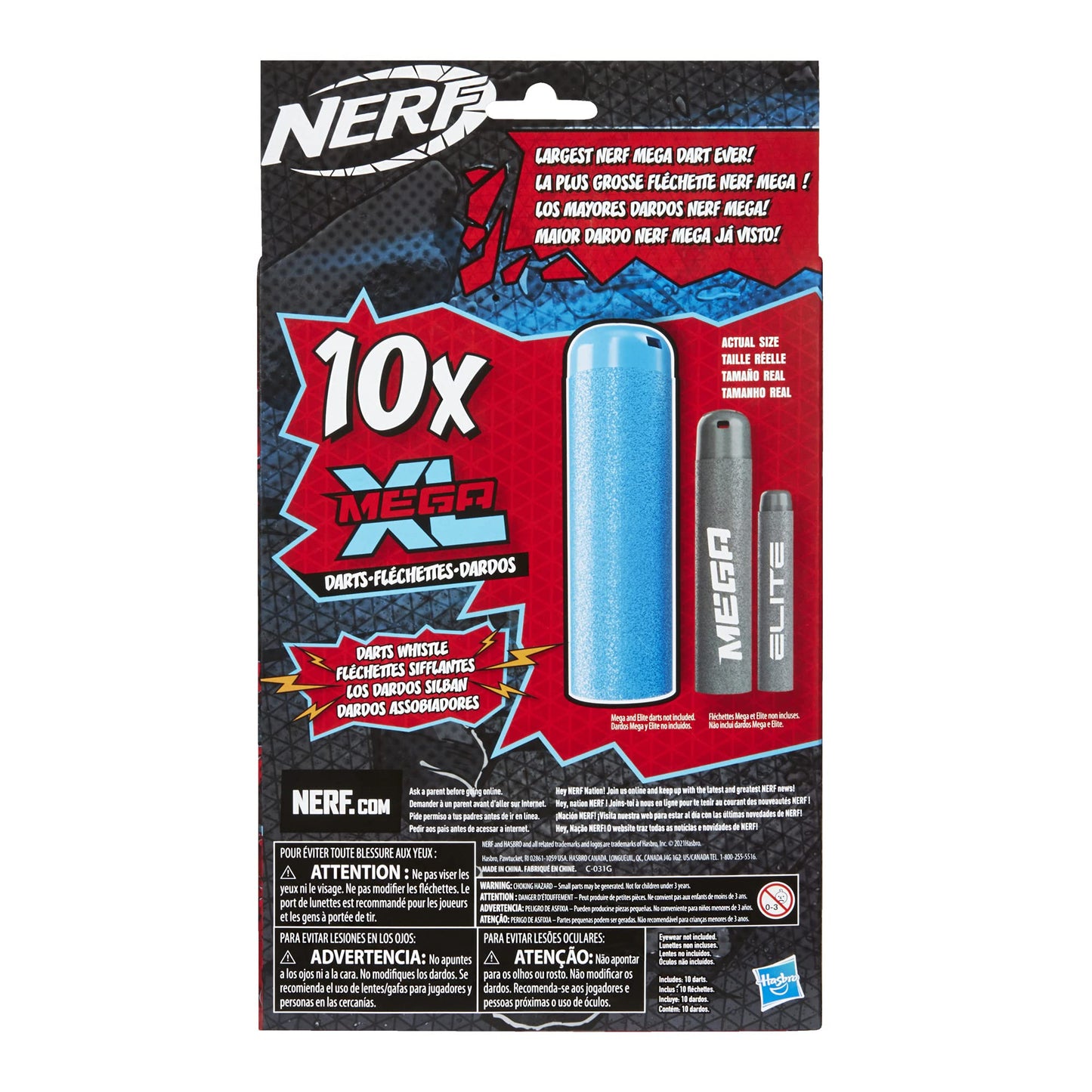 NERF Mega XL Dart Refill – 10 Whistler Darts | Largest Mega Darts Ever