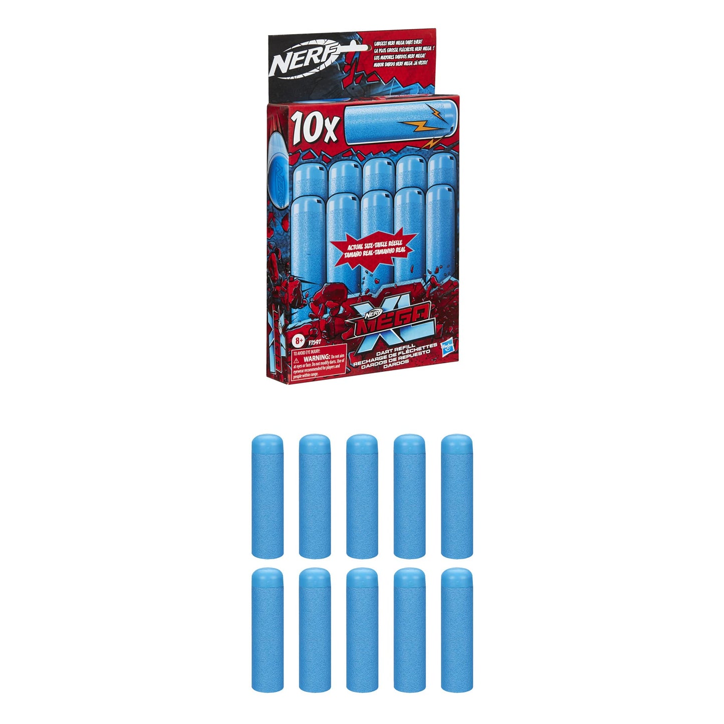 NERF Mega XL Dart Refill – 10 Whistler Darts | Largest Mega Darts Ever
