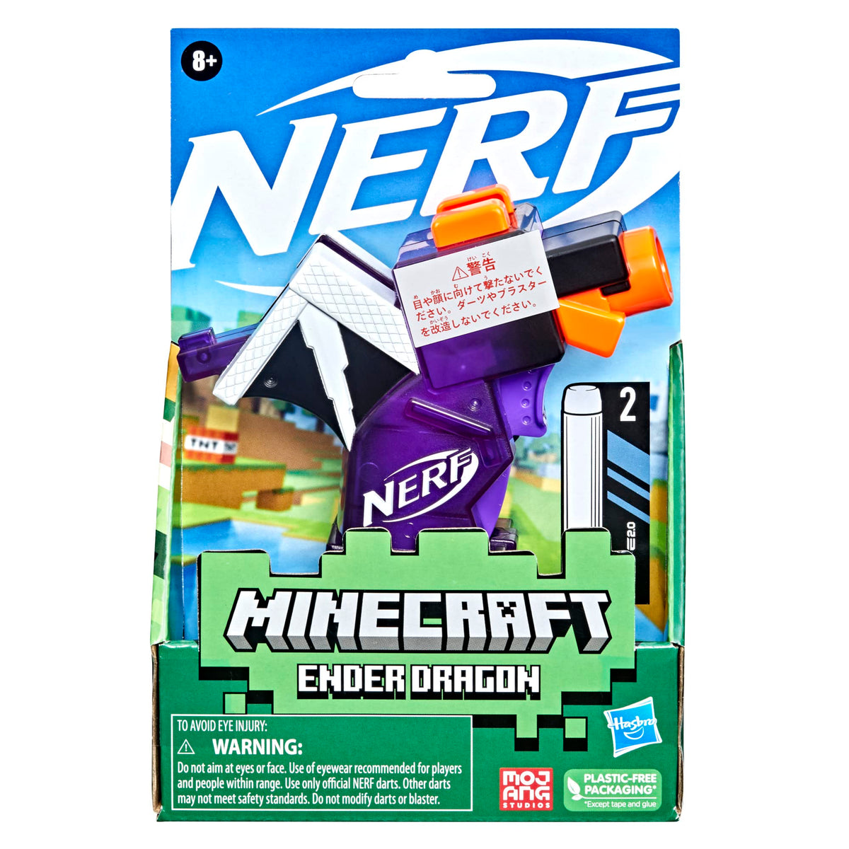 Nerf MicroShots Minecraft Ender Dragon Blaster — Mini Dart Blaster with 2 Elite Darts