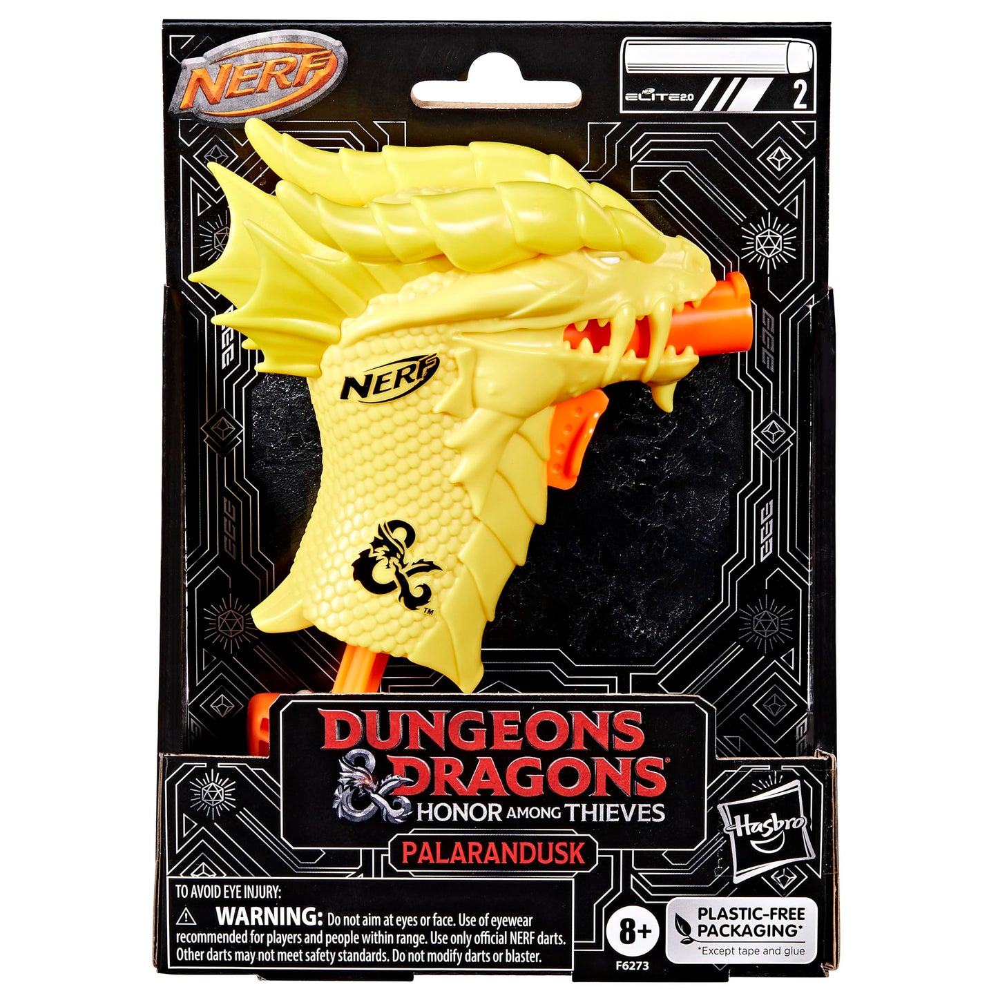 Nerf MicroShots Dungeons & Dragons Palarandusk Blaster – 2 Elite Darts, Indoor & Outdoor Play