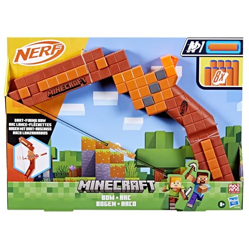 Nerf Minecraft Bow Dart Blaster with 8 N1 Darts | Officially Licensed