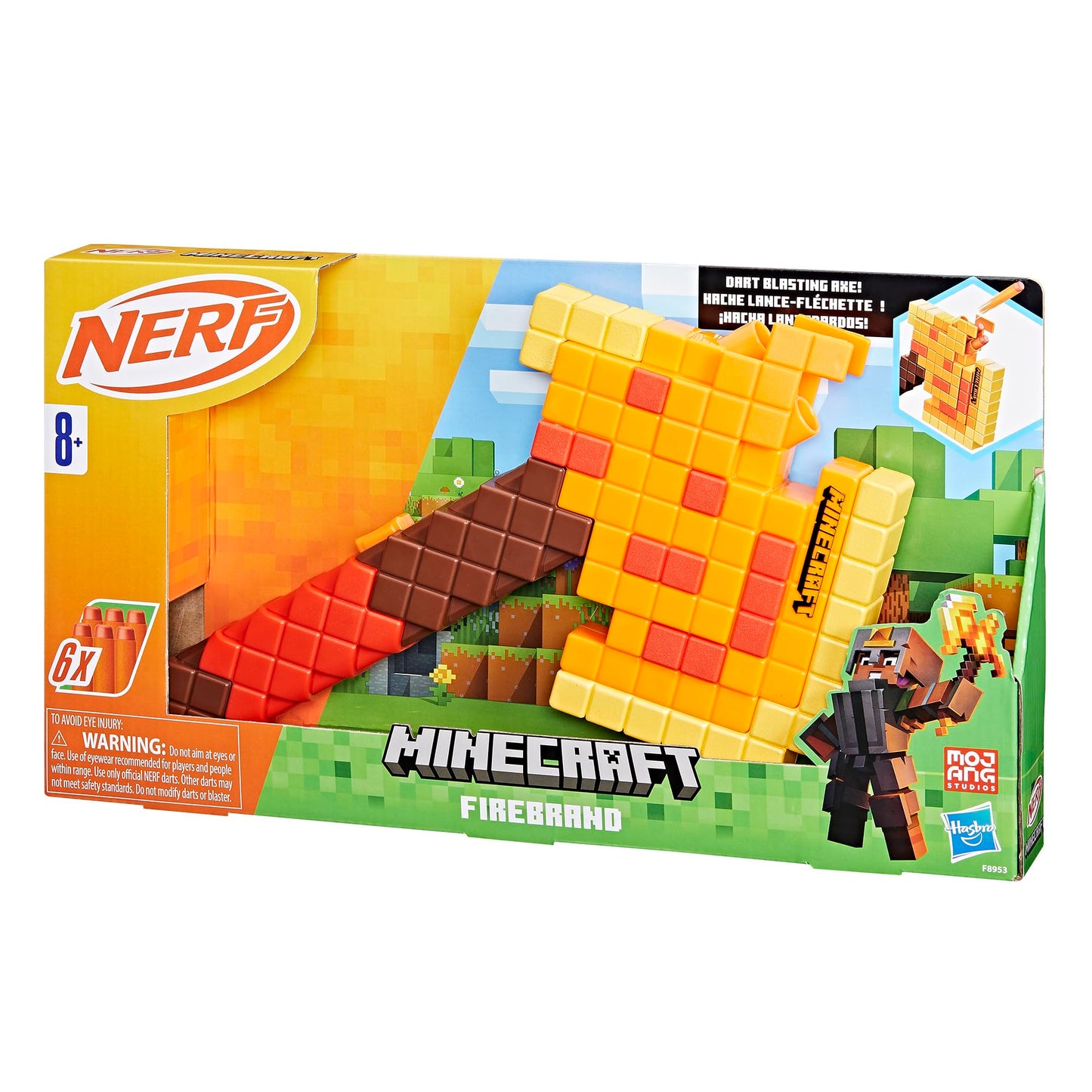 Nerf Minecraft Firebrand Axe – Dart-Blasting Toy with 3-Dart Capacity (No Batteries)