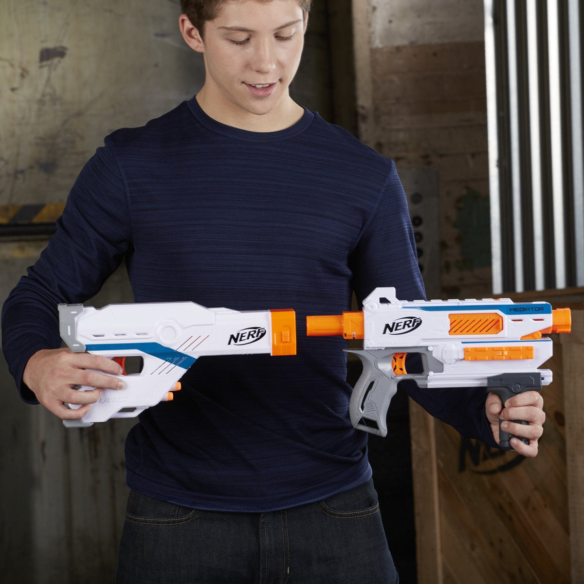 Nerf Modulus Mediator Blaster – 6-Dart Clip, Pump Action, Slam Fire | Nerf Elite Darts