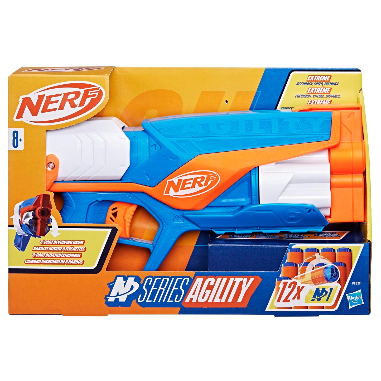 NERF N Series Agility Blaster – 6-Dart Drum, 12 N1 Darts, Portable Outdoor Foam Action