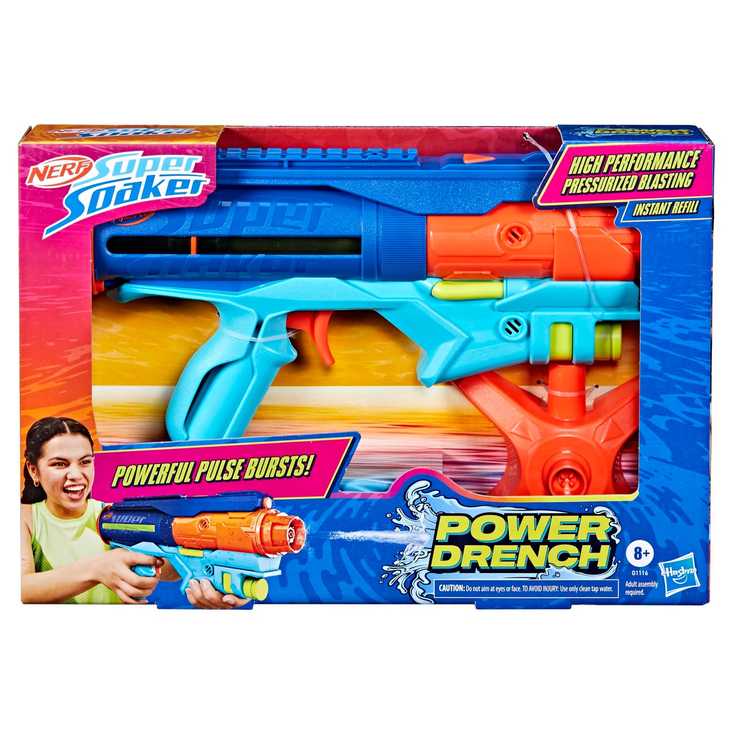 Nerf Super Soaker Power Drench Water Blaster – High-Performance Pressurized Blasting | Easy Fill Station | Ages 8+
