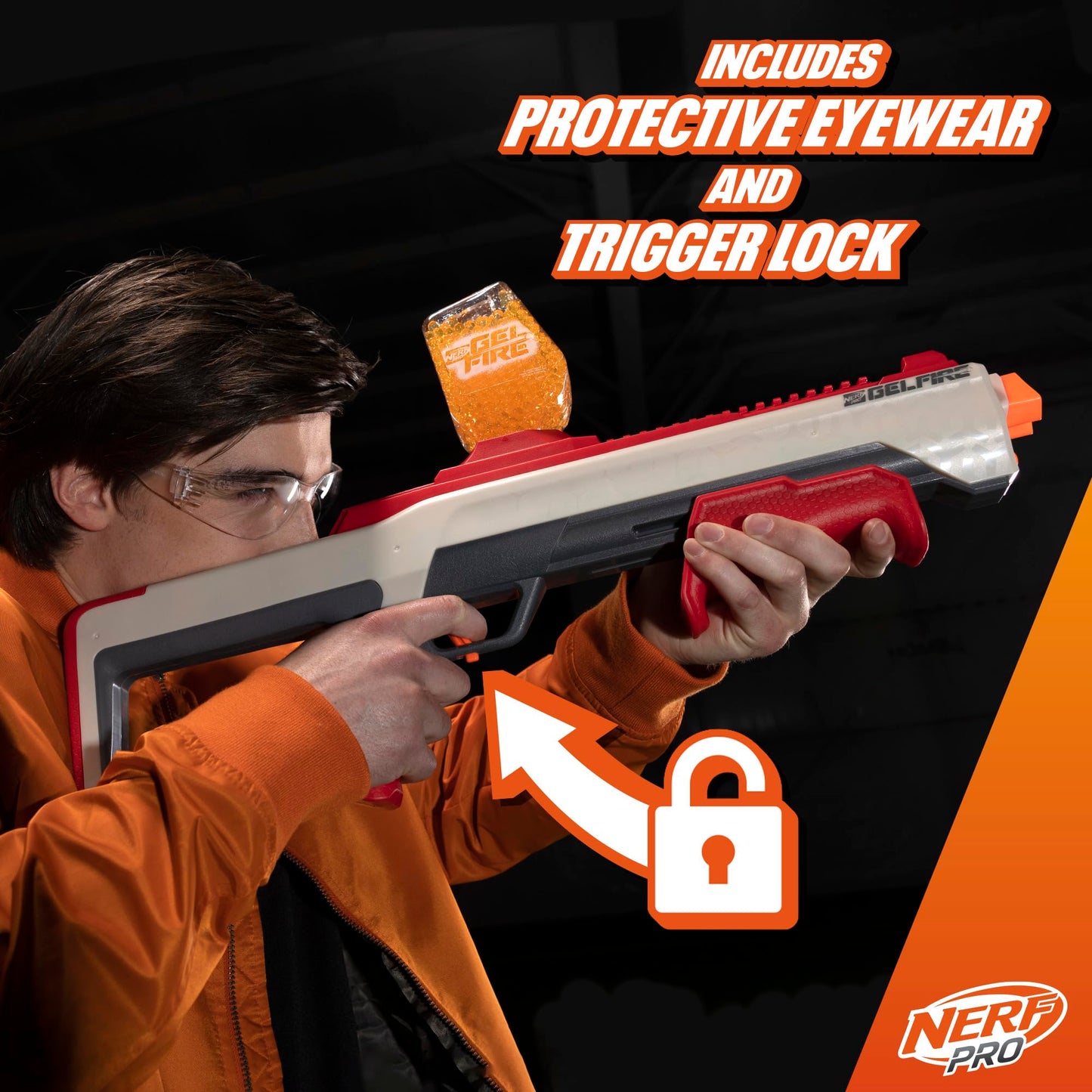 NERF Pro Gelfire Raid Blaster – Fire 5 Rounds per Pull, 800-Round Hopper, 10,000 Gel Rounds