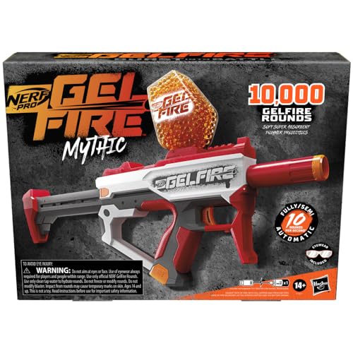 Nerf Pro Gelfire Mythic Full Auto Blaster – 10,000 Rounds, 800-Hopper, Rechargeable Battery