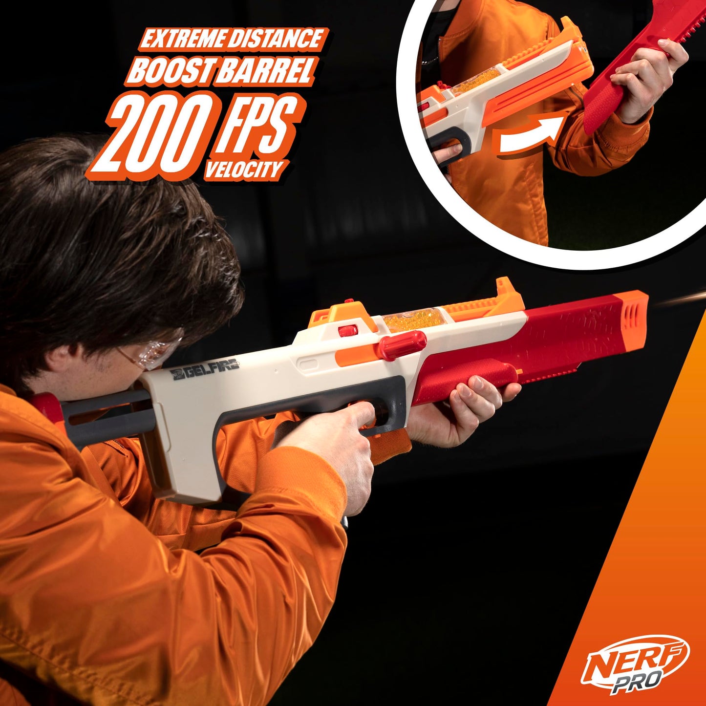 Nerf Pro Gelfire Ghost Bolt Action Blaster — Boost Barrel, 5,000 Gel Rounds, 100-Round Hopper | Ages 14+