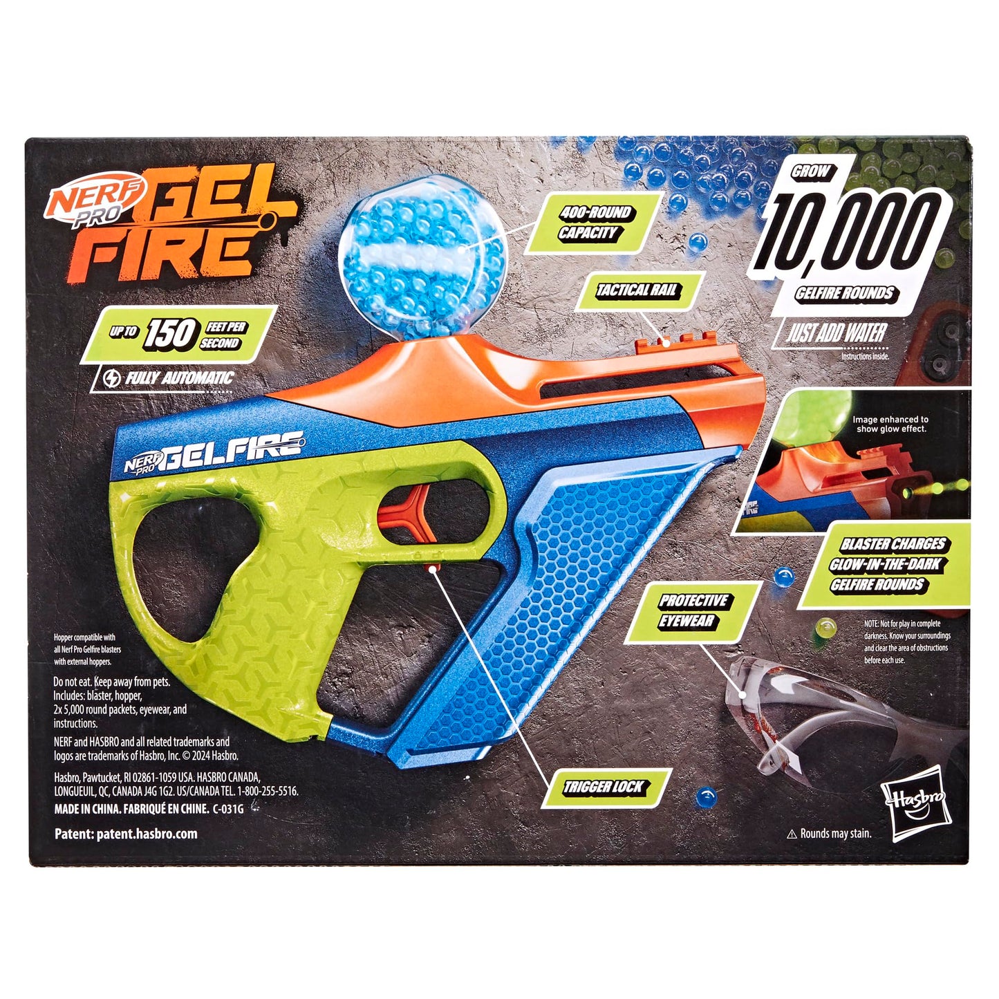 Nerf Pro Gelfire Nightfall Uproar Full Auto Blaster – 150 FPS, Glow Rounds, 10,000 Rounds
