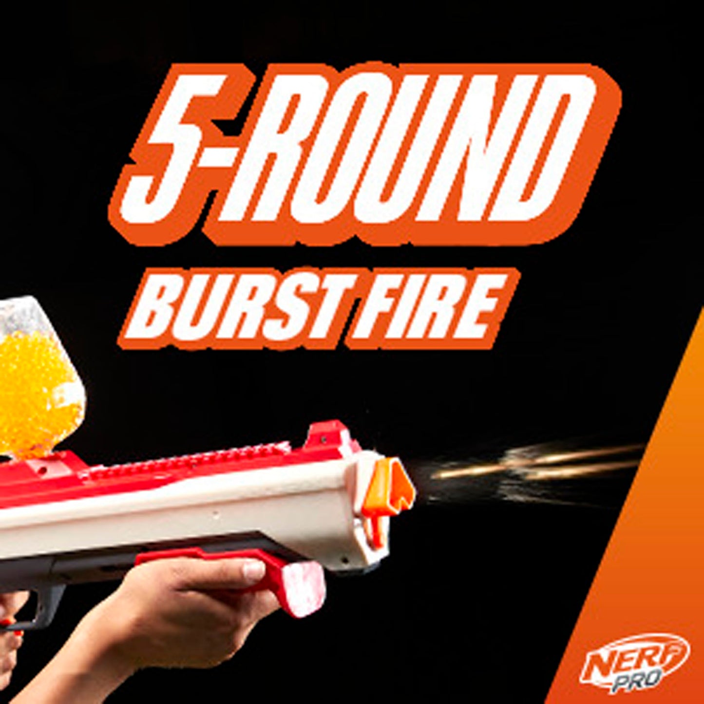 NERF Pro Gelfire Raid Blaster – Fire 5 Rounds per Pull, 800-Round Hopper, 10,000 Gel Rounds