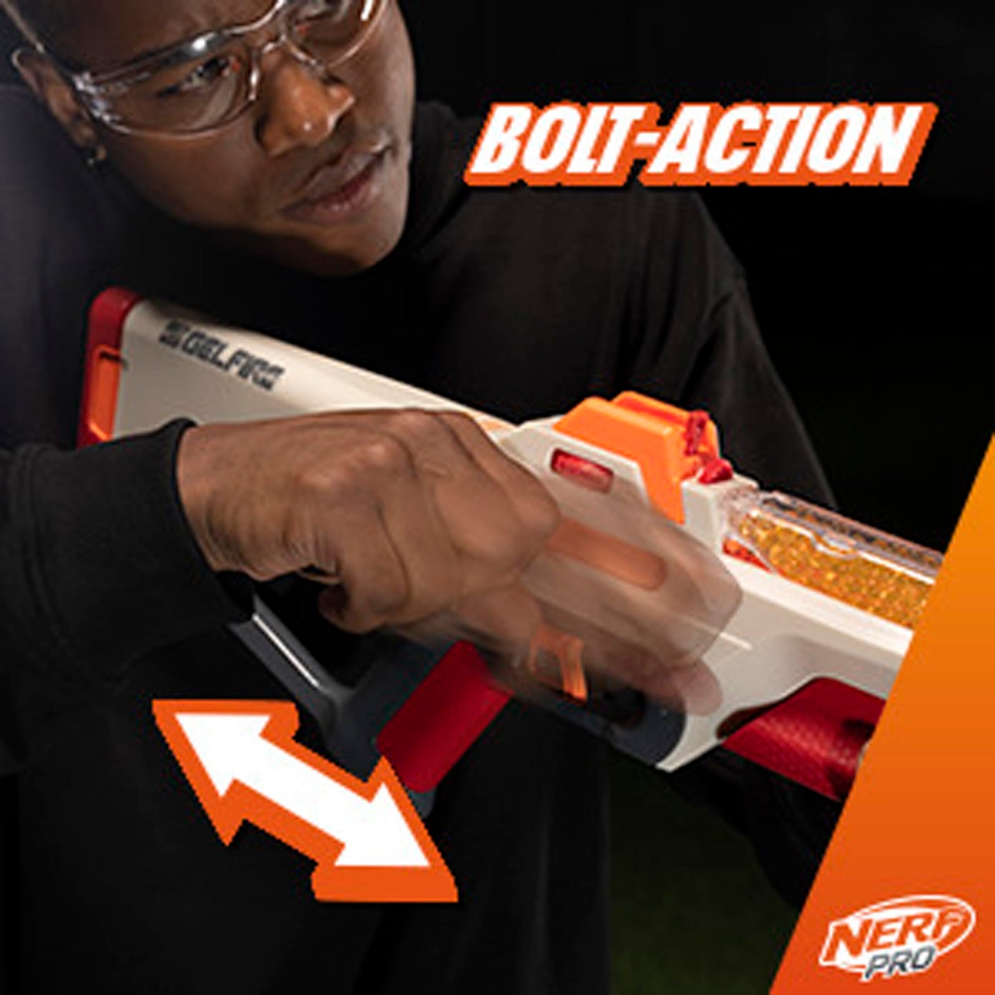 Nerf Pro Gelfire Ghost Bolt Action Blaster — Boost Barrel, 5,000 Gel Rounds, 100-Round Hopper | Ages 14+