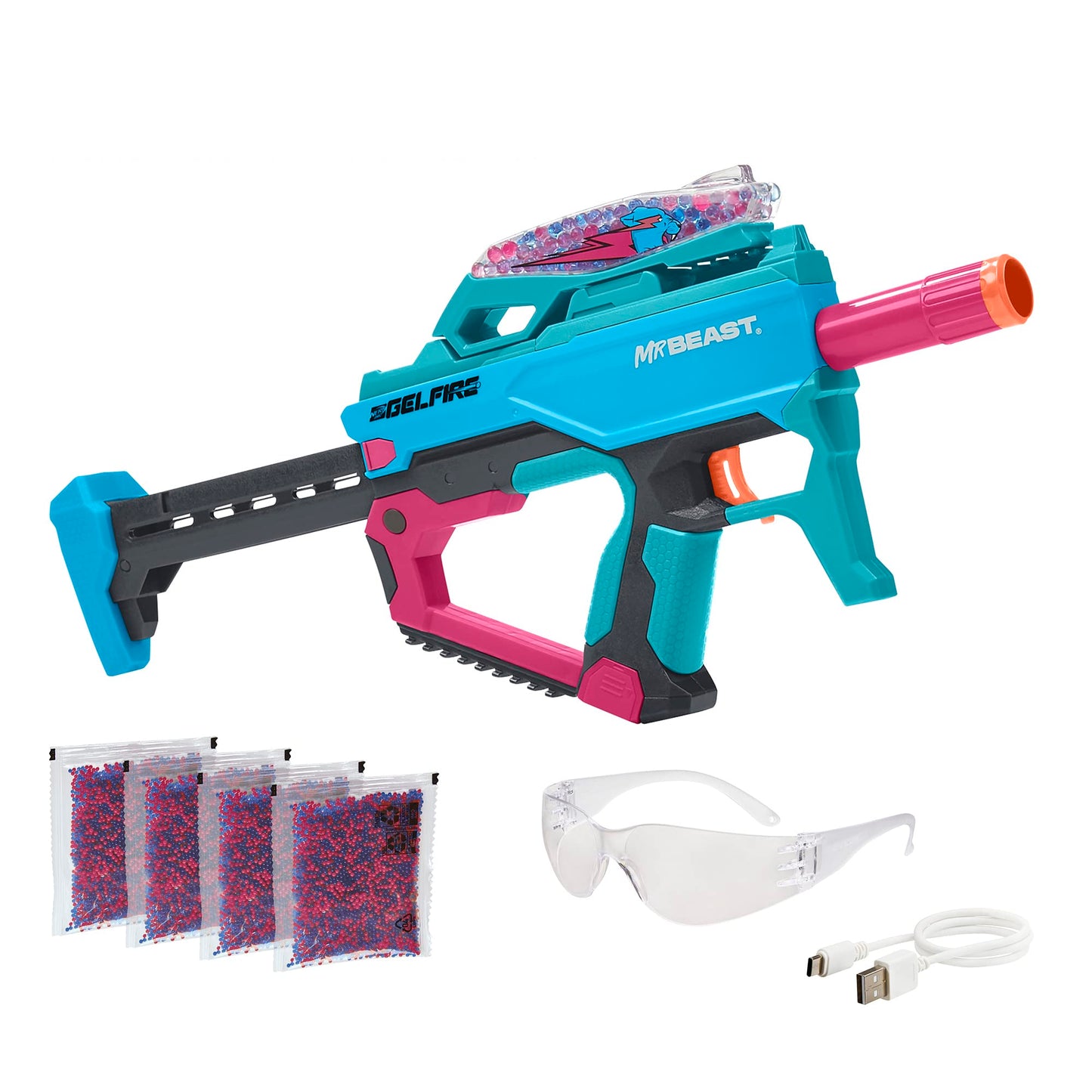 NERF Pro Gelfire X MrBeast Full Auto Blaster — 20,000 Dehydrated Rounds, 300-Round Hopper | Nerf