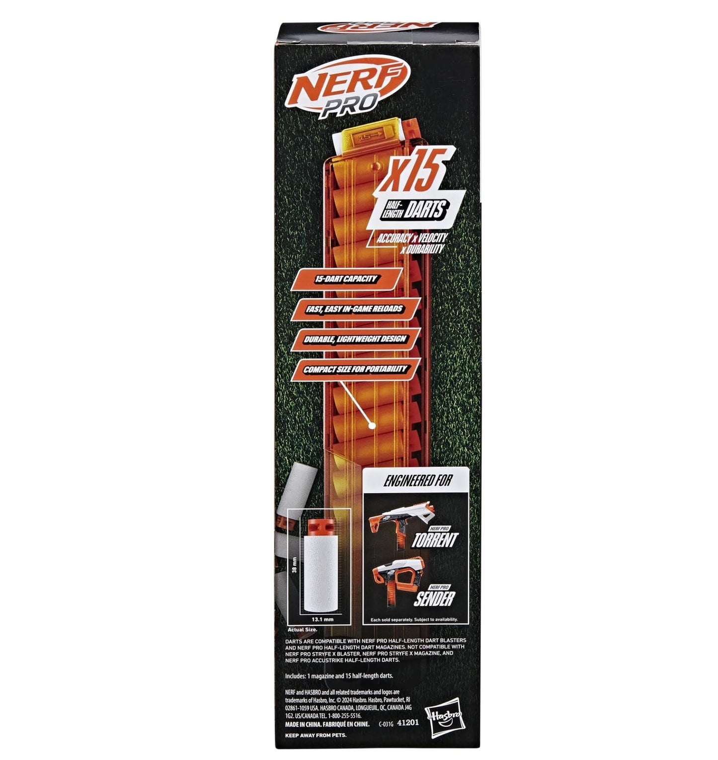 Nerf Pro Half-Length Magazine – 15-Dart Refill for Nerf Pro Blasters